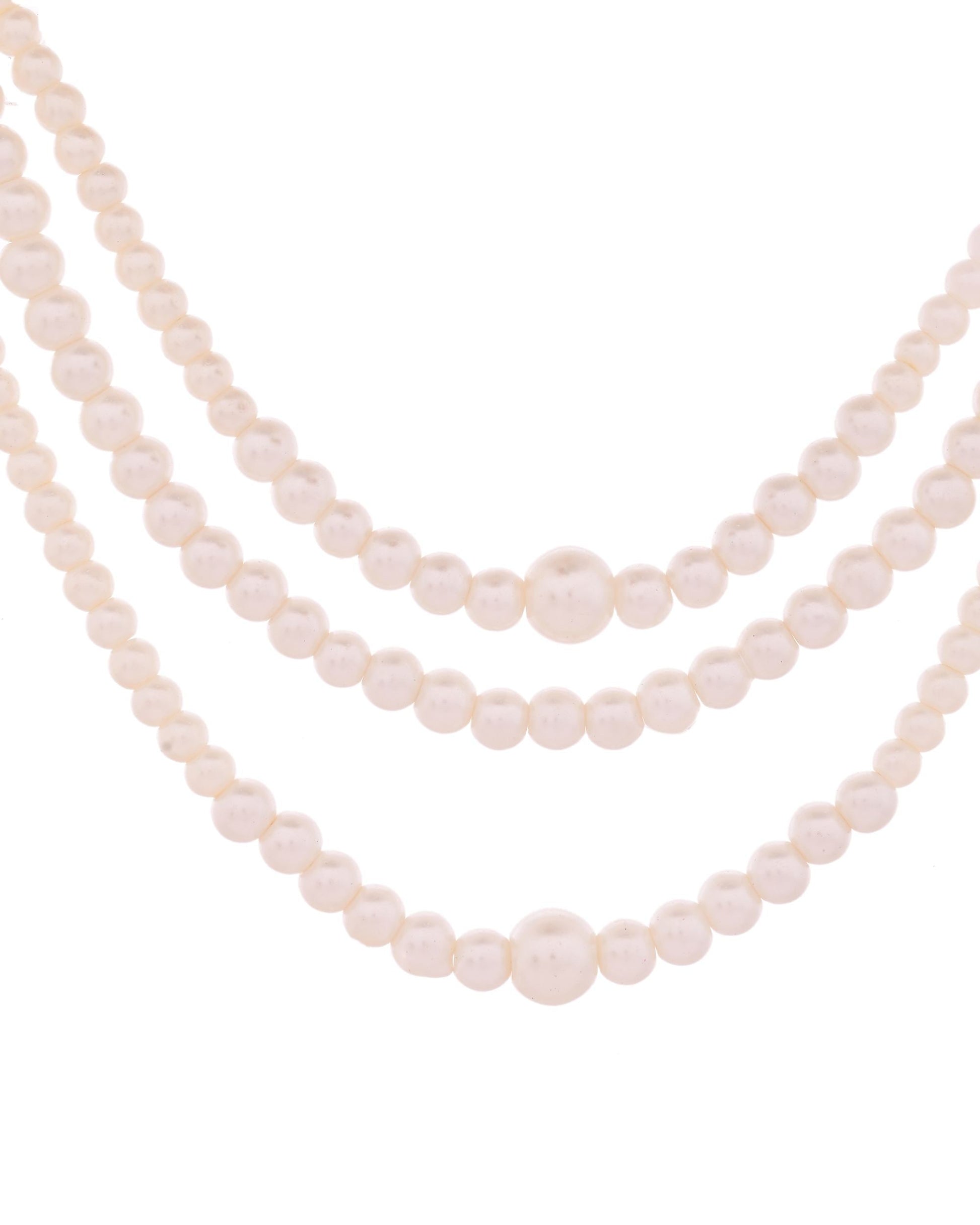 VOJ Gold Polished Artifical Pearl Mutli Layer Necklace And Earrings Set VOJ (Valley Of Jewellery)