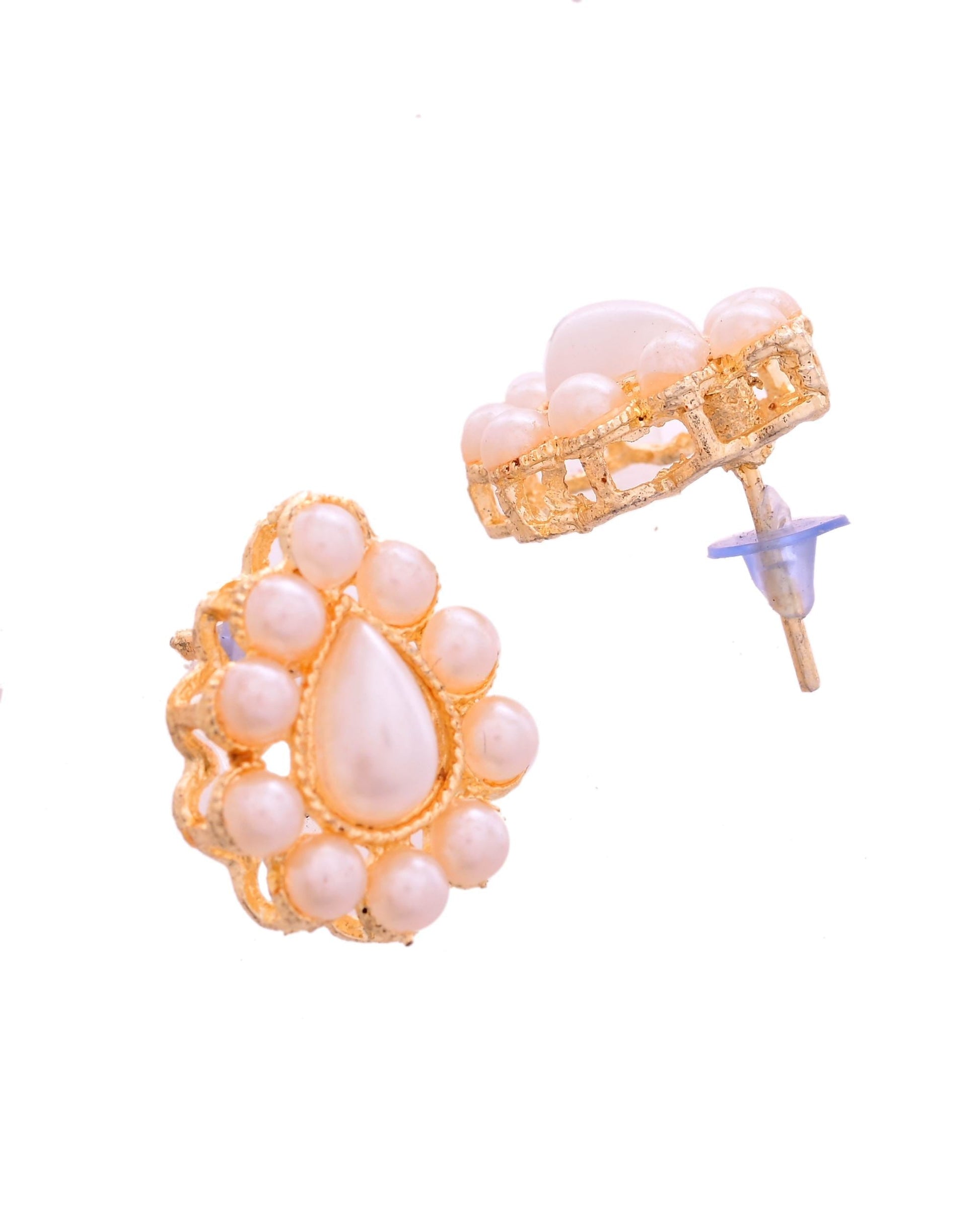 VOJ Gold Polished Artifical Pearl Mutli Layer Necklace And Earrings Set VOJ (Valley Of Jewellery)