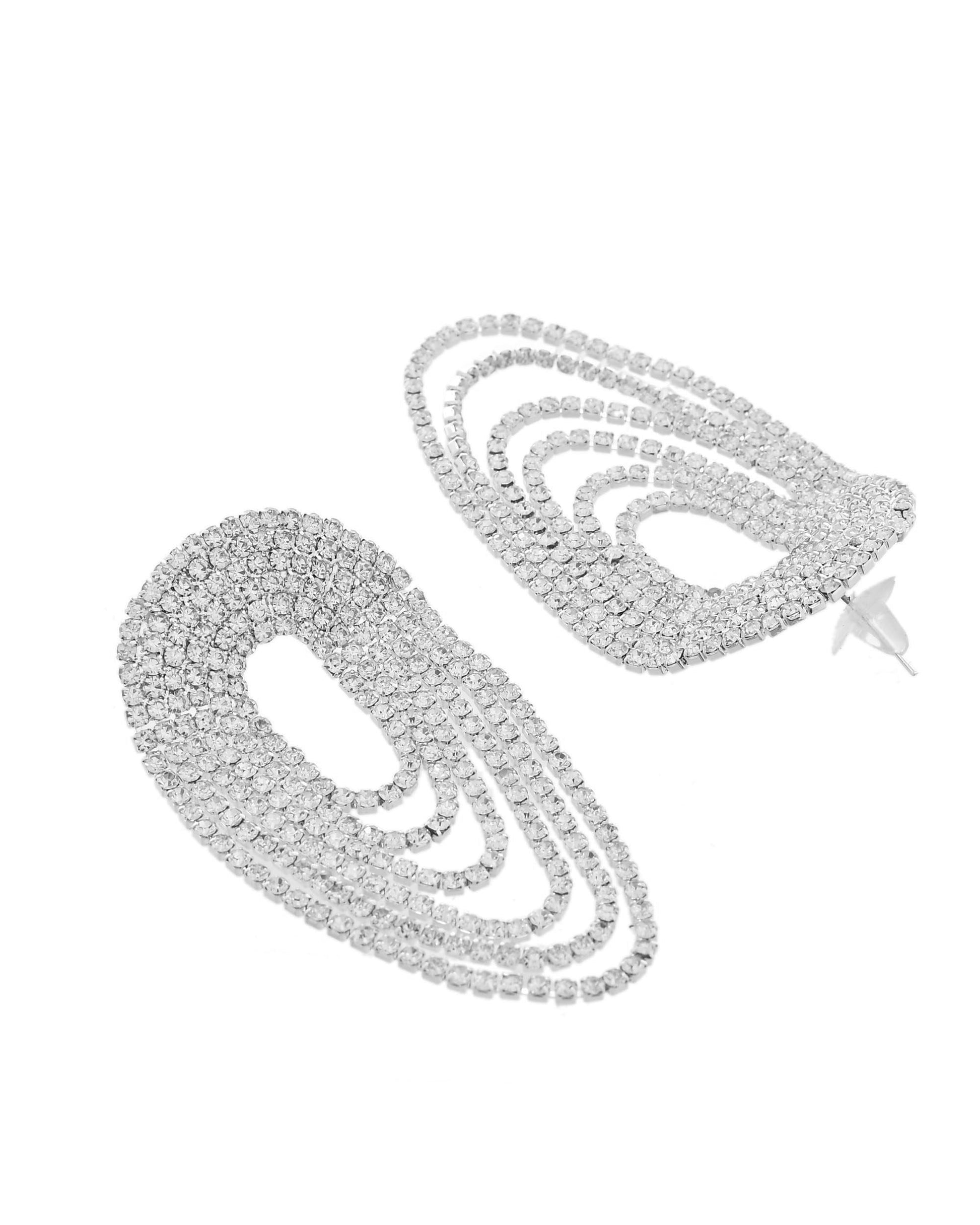 VOJ Silver-Plated Cubic Stone Studded Jewellery Set VOJ (Valley Of Jewellery)