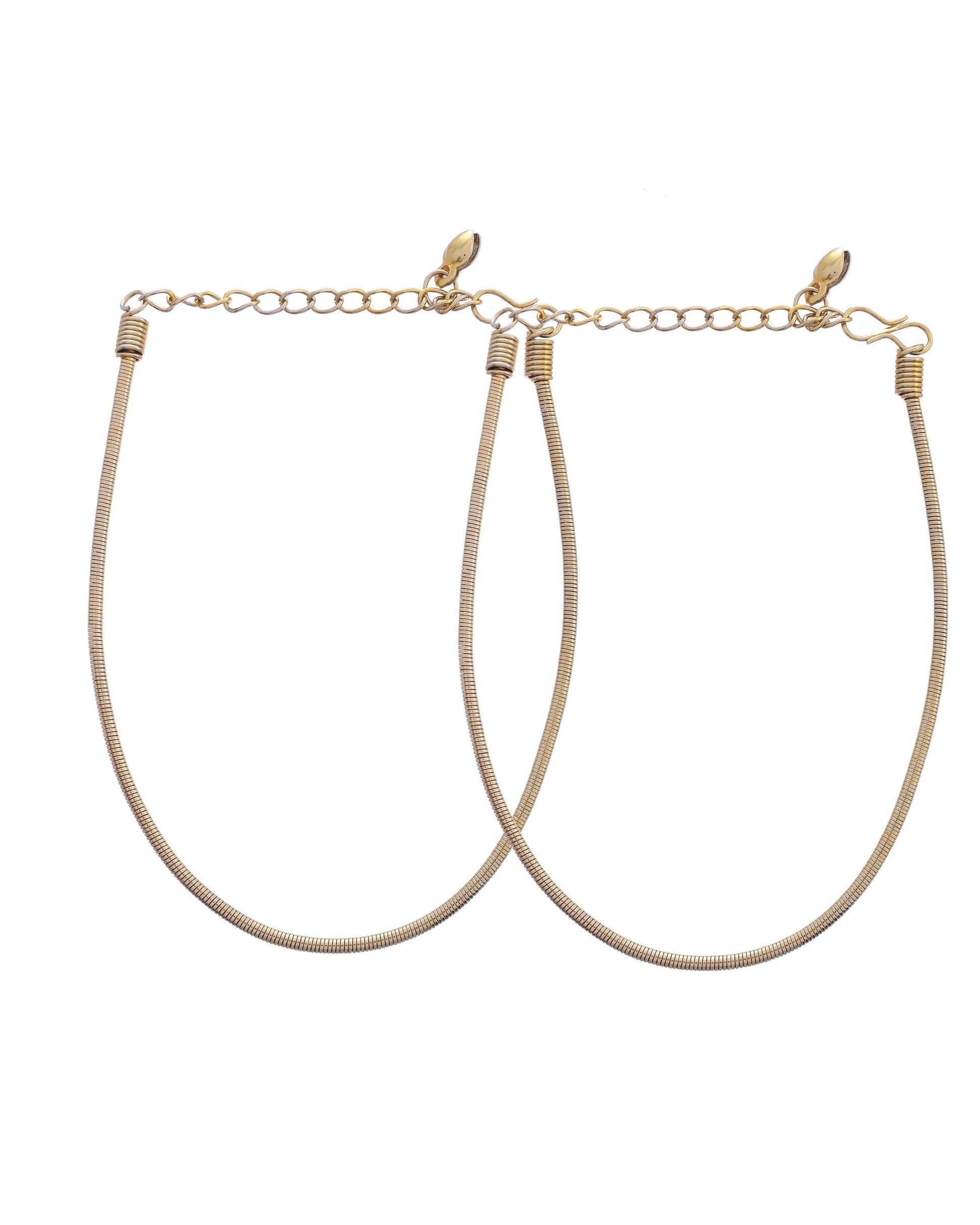 VOJ Set of 2 Copper Plated Snake Chain Anklet 