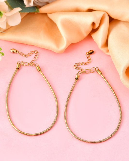 VOJ Set of 2 Copper Plated Snake Chain Anklet 