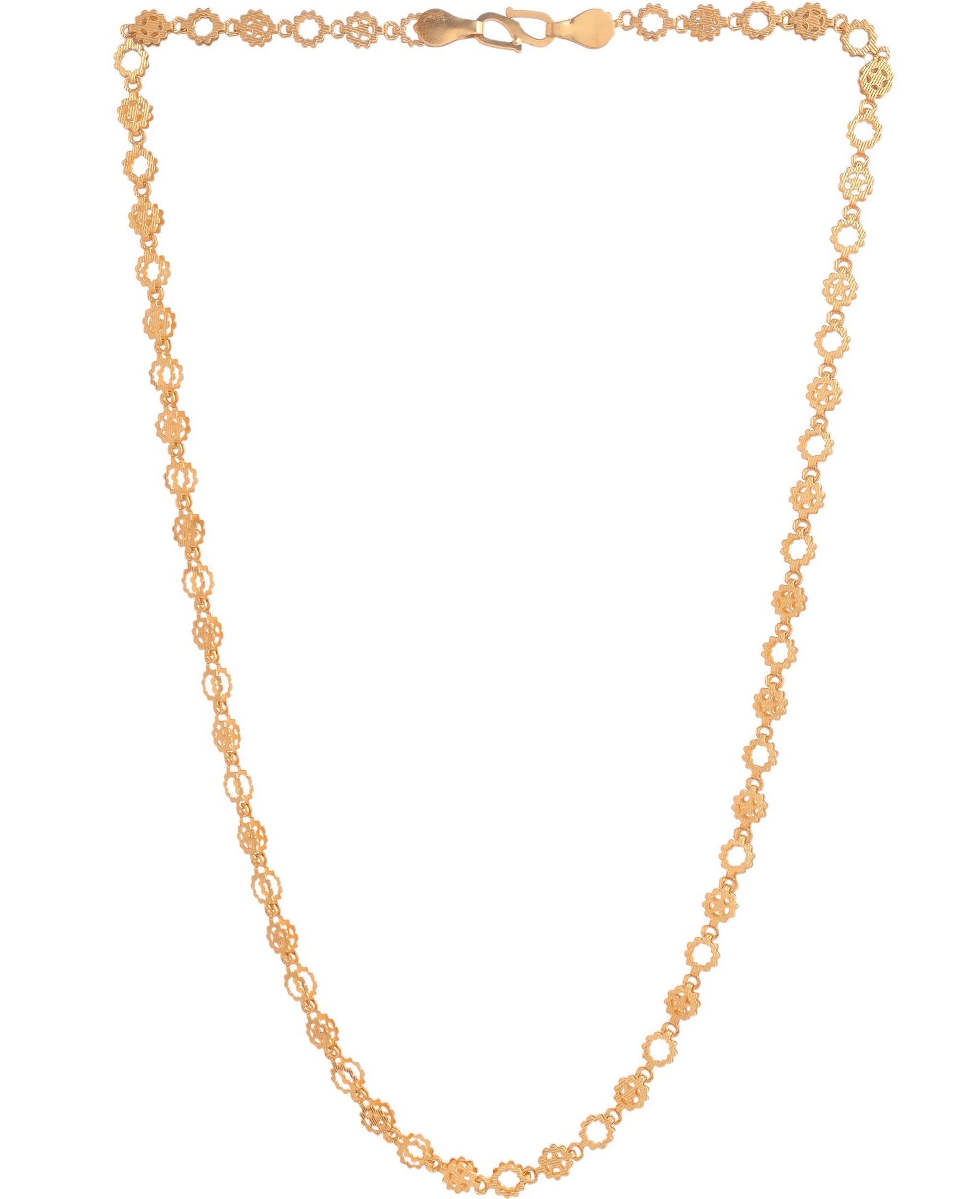 VOJ Gold Polished Geometric Shaped Stainless Steel Chain For Women 