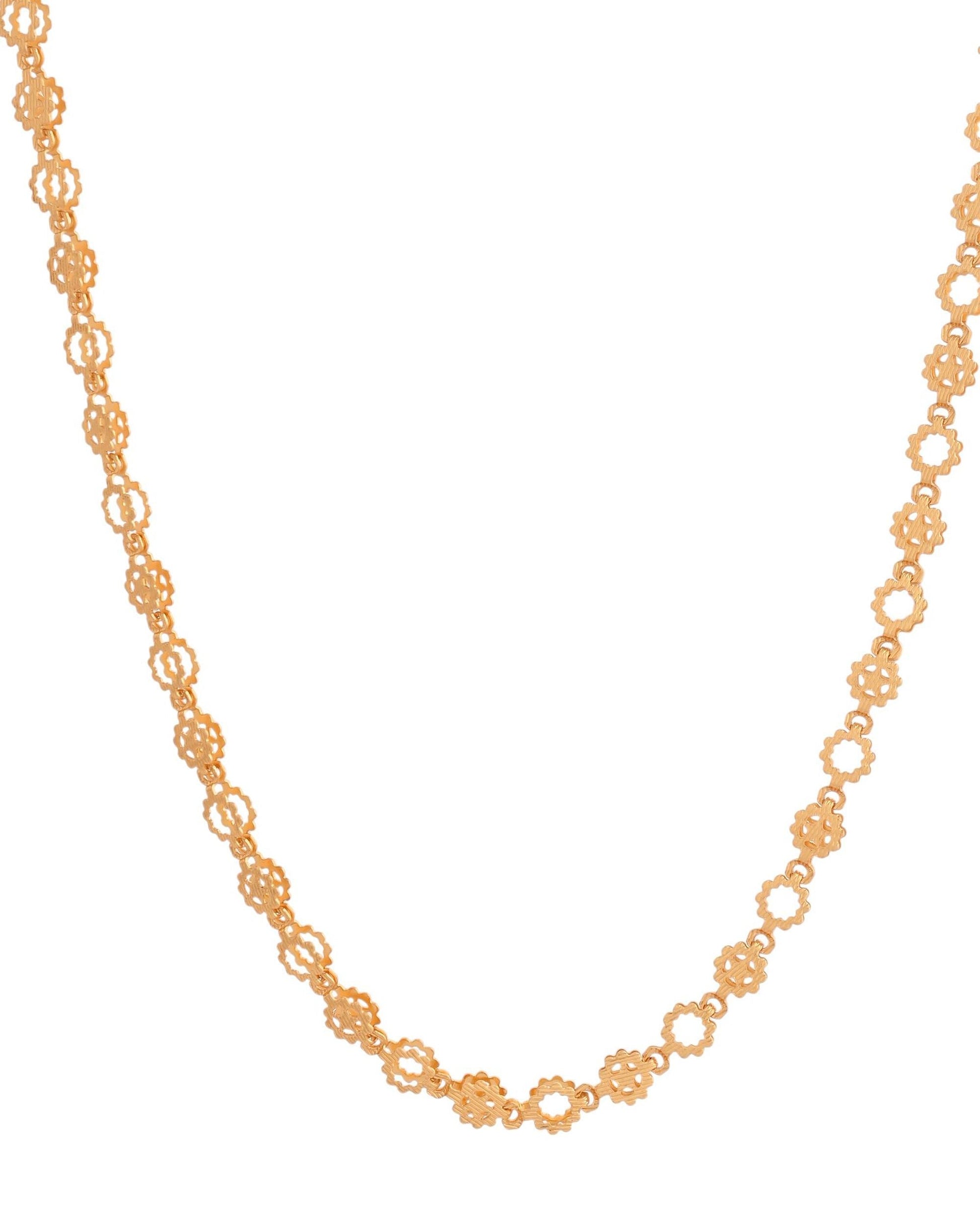 VOJ Gold Polished Geometric Shaped Stainless Steel Chain For Women 