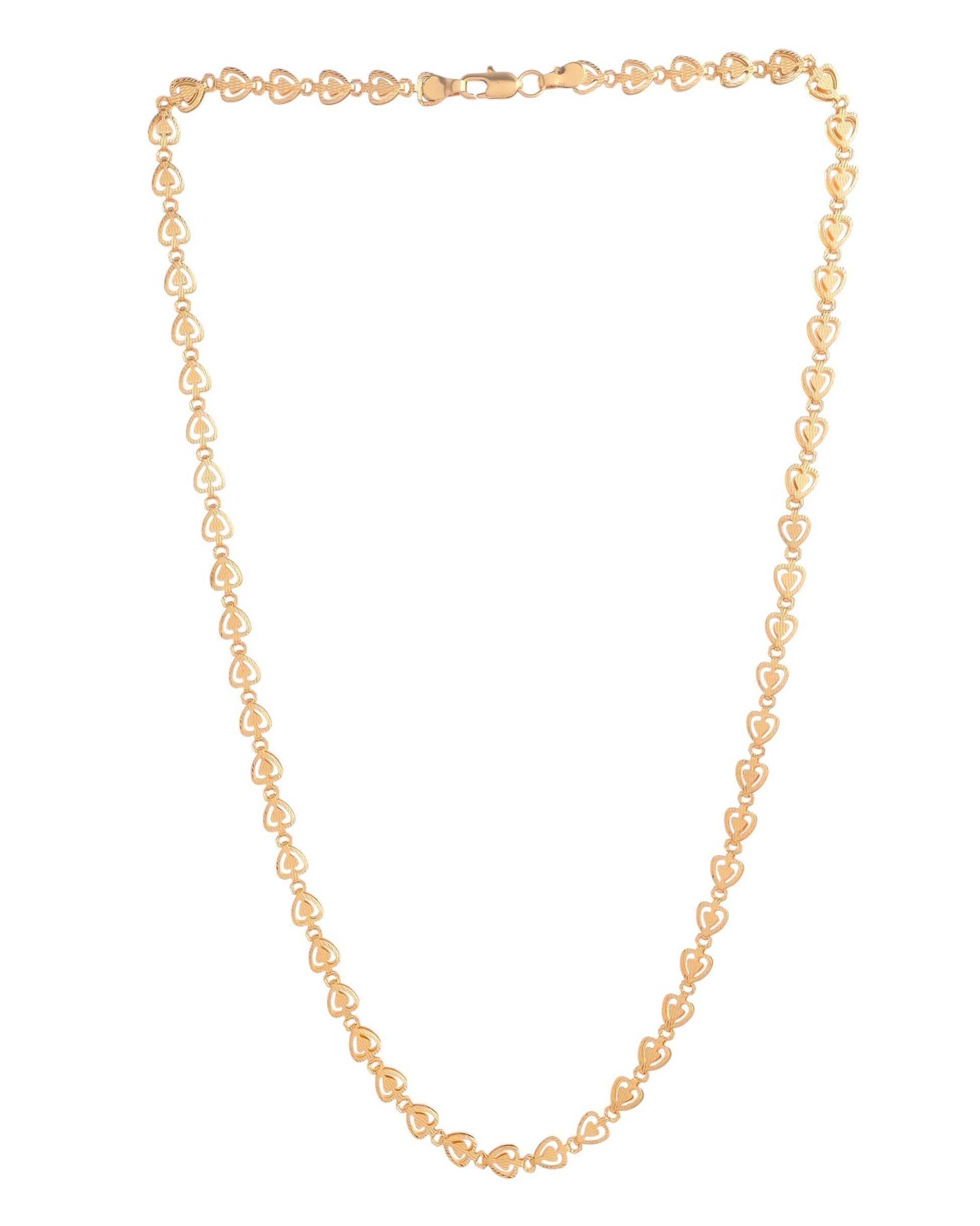 VOJ Gold Polished Heart Shaped Stainless Steel Chain For Women 