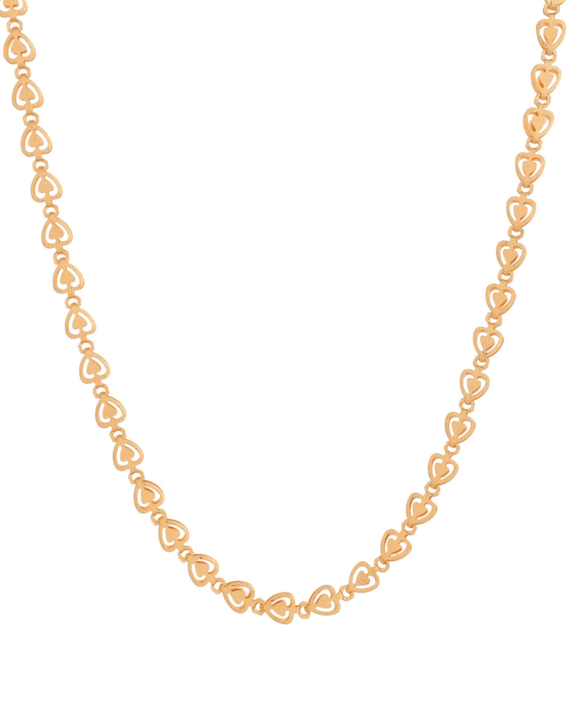 VOJ Gold Polished Heart Shaped Stainless Steel Chain For Women 