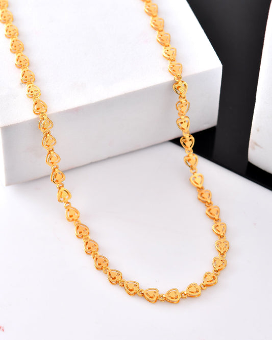 VOJ Gold Polished Heart Shaped Stainless Steel Chain For Women 
