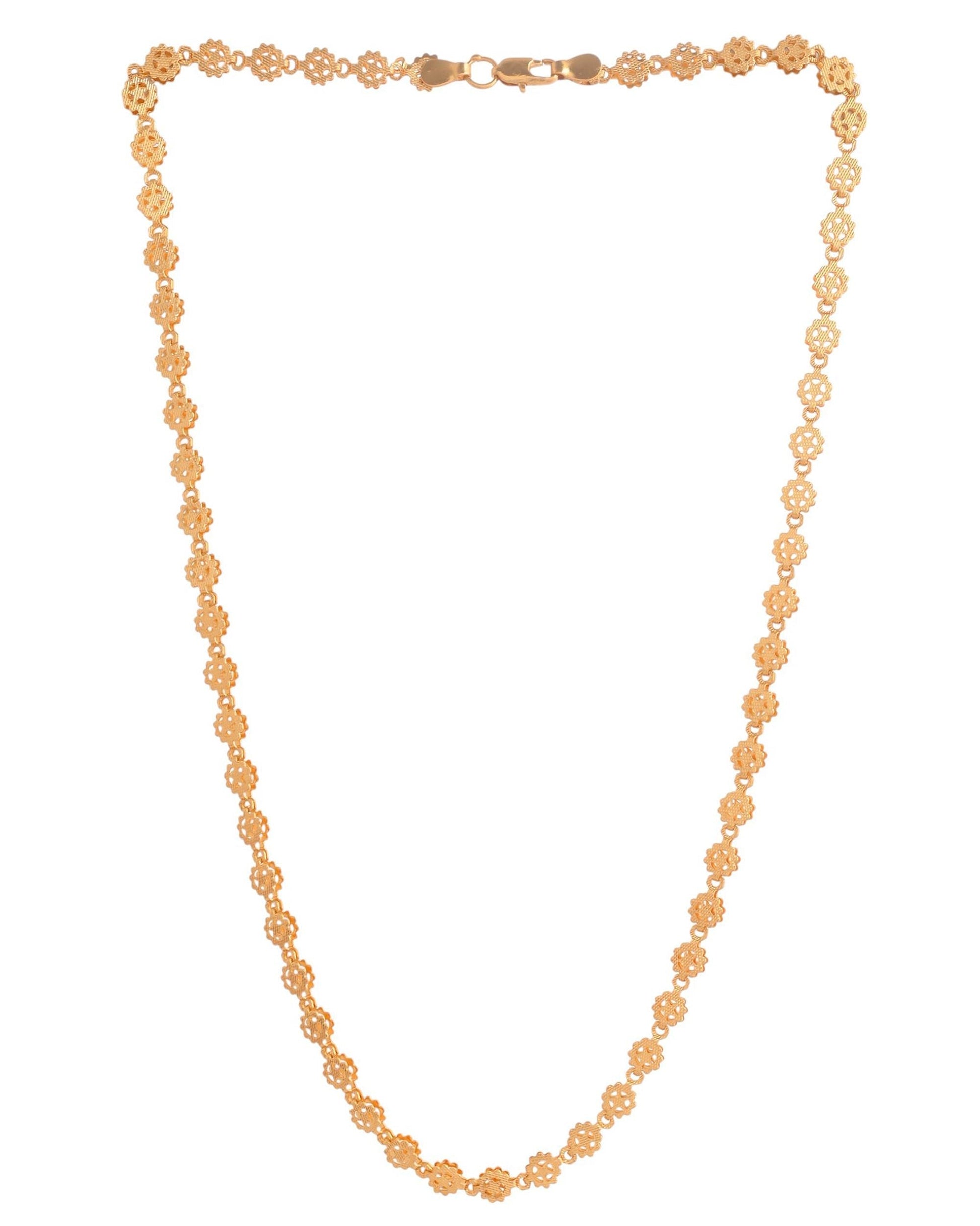 VOJ Women Gold Polished Geometric Shaped Stainless Steel Chain 