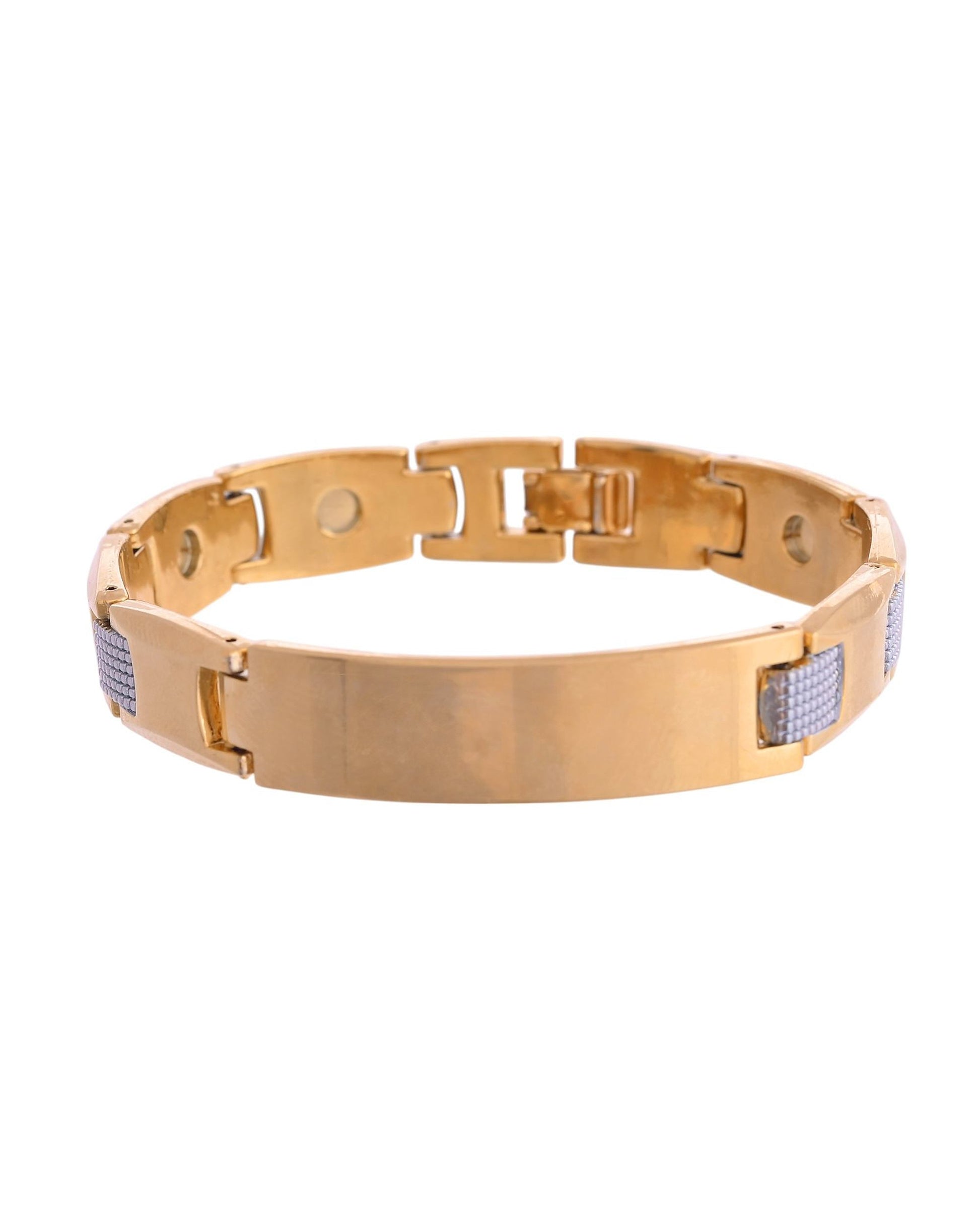 VOJ Men's Dual Toned Grid Bracelet VOJ (Valley Of Jewellery)