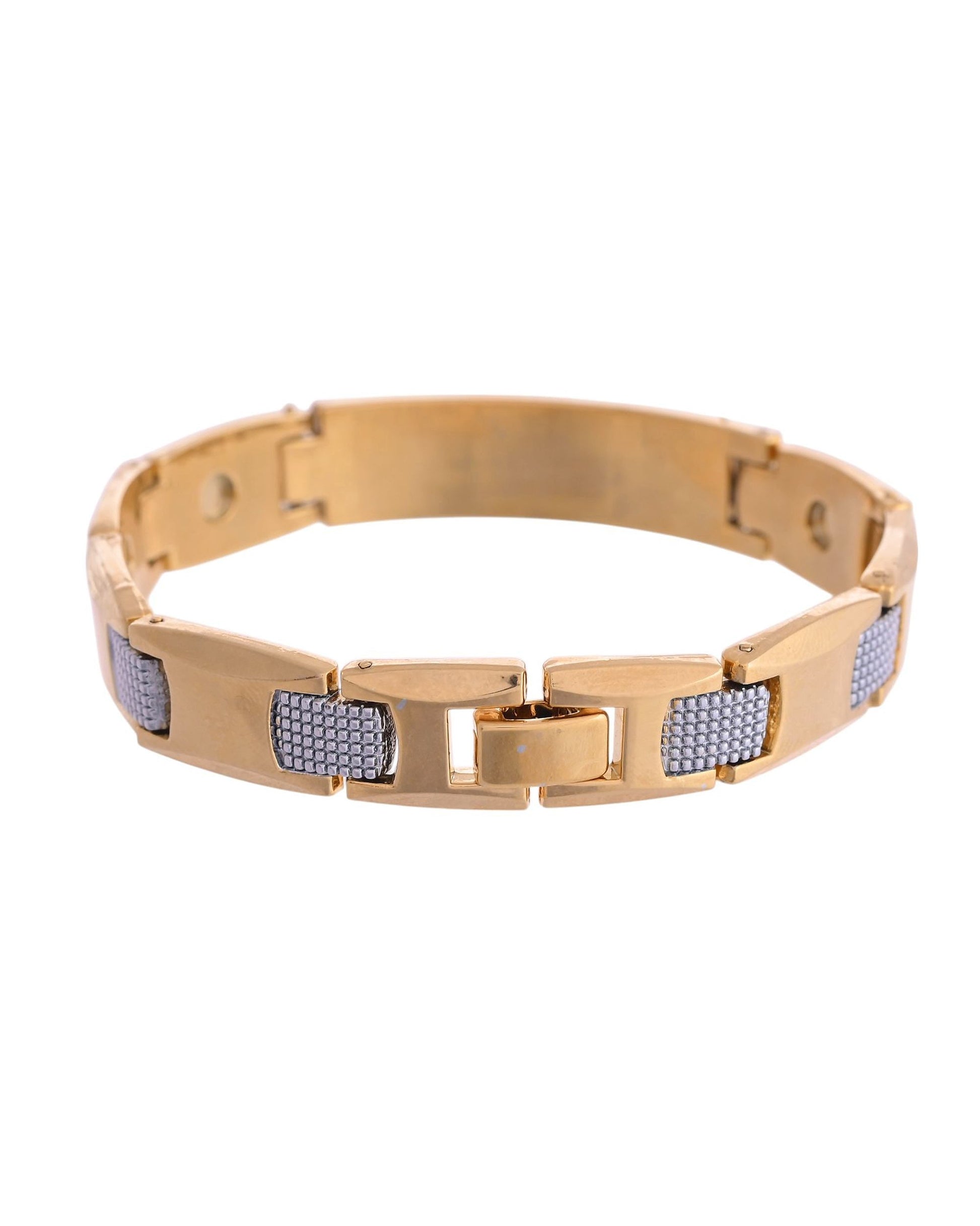 VOJ Men's Dual Toned Grid Bracelet VOJ (Valley Of Jewellery)