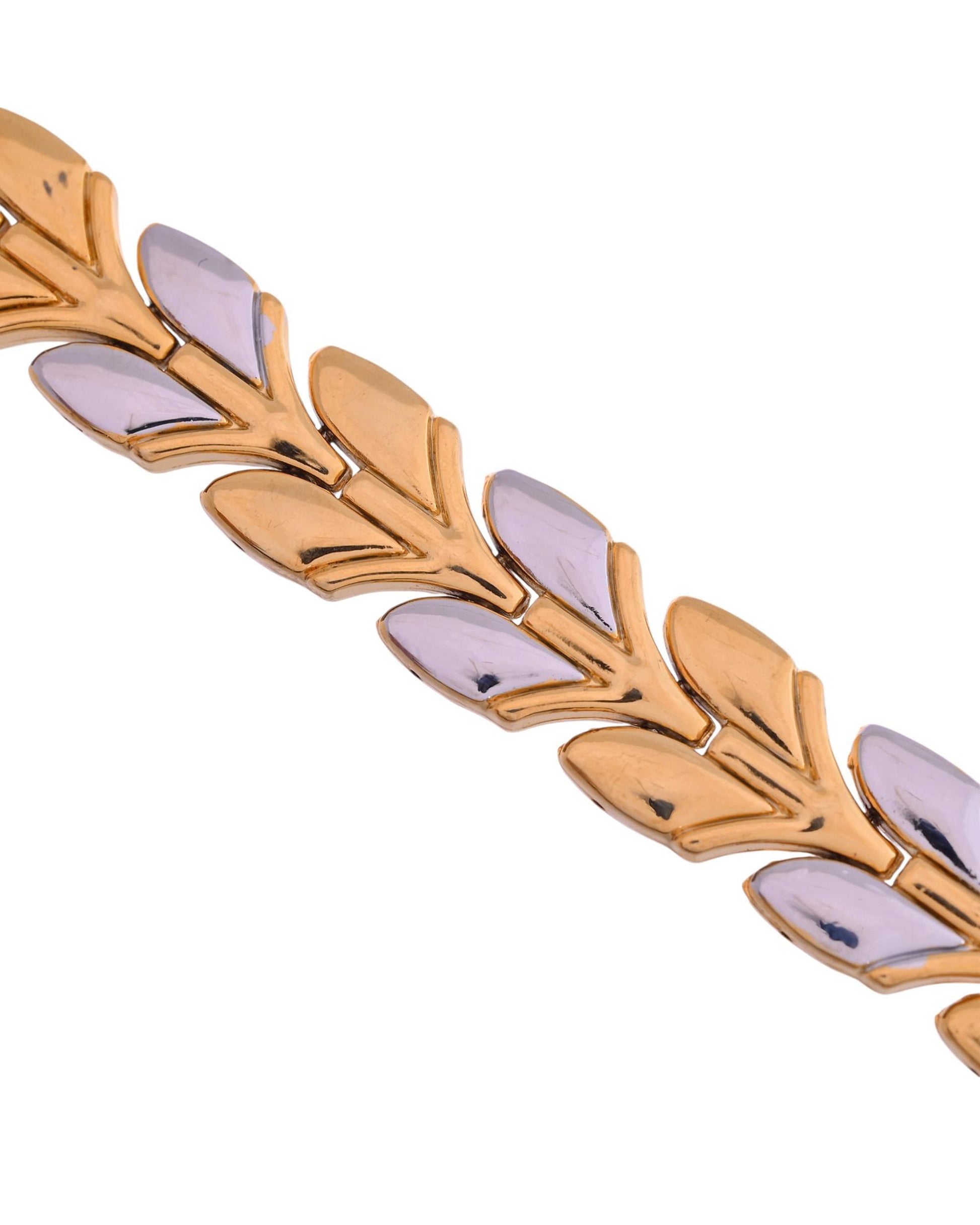 VOJ Gold Toned & Silver-Toned Stainless Steel Magnetic Wheat Chain Bracelet VOJ (Valley Of Jewellery)