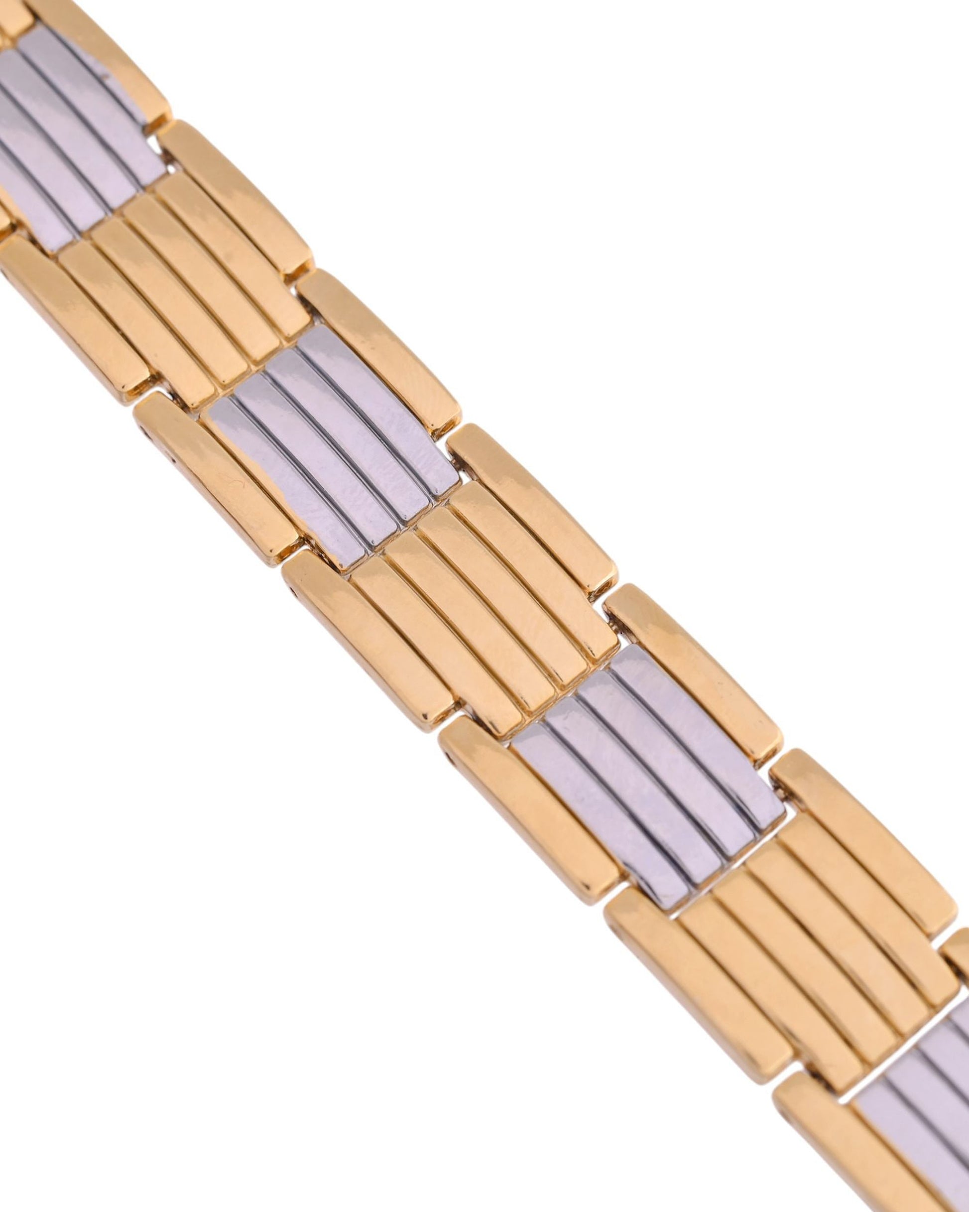 VOJ Men Silver & Gold-Toned Link Bio Energy Bracelet VOJ (Valley Of Jewellery)