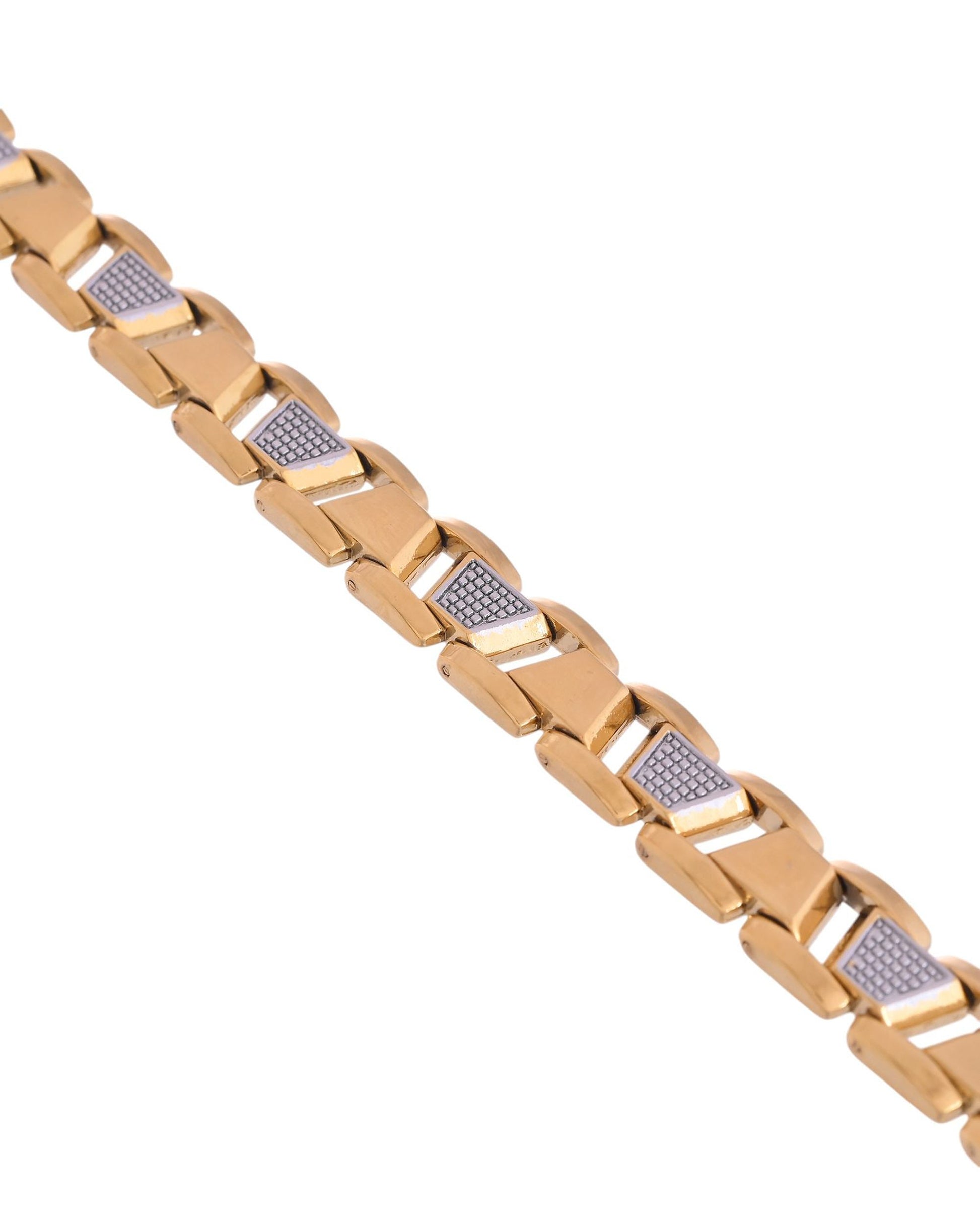 VOJ Stainless Steel Men's Gold Polished Link Bracelet VOJ (Valley Of Jewellery)
