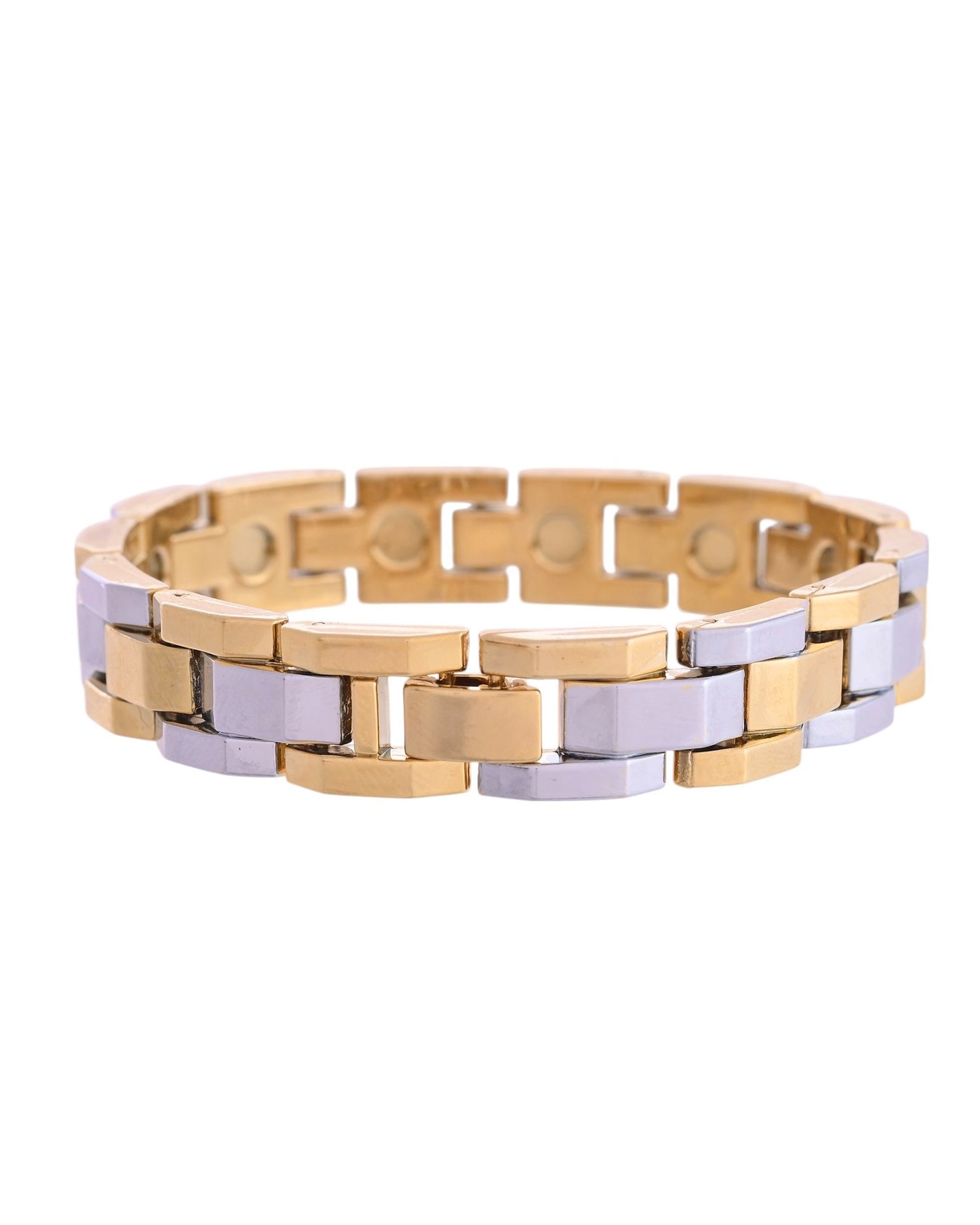 VOJ Magnetic Gold Stainless Steel Dual Color Bracelet For Men VOJ (Valley Of Jewellery)