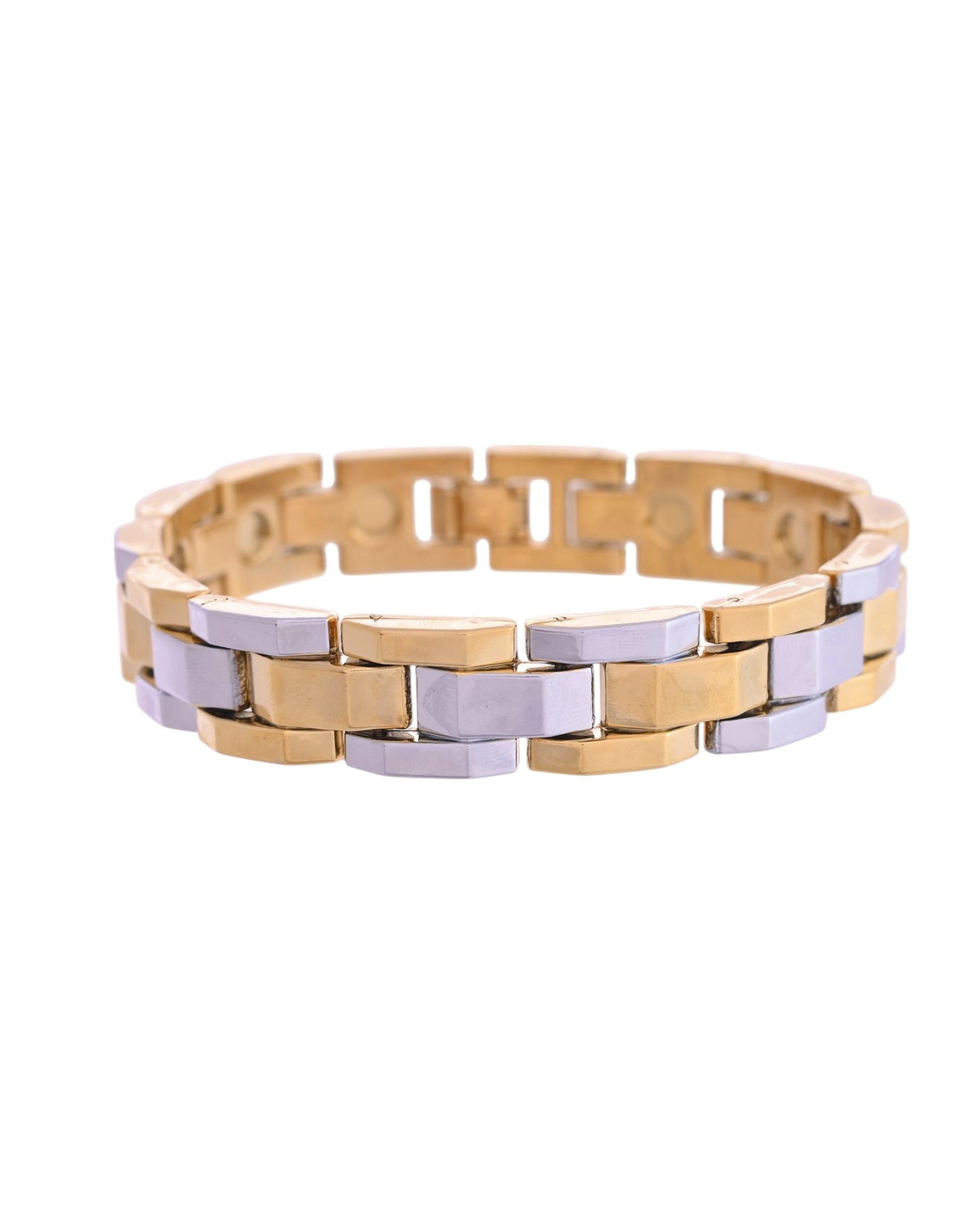 VOJ Magnetic Gold Stainless Steel Dual Color Bracelet For Men VOJ (Valley Of Jewellery)