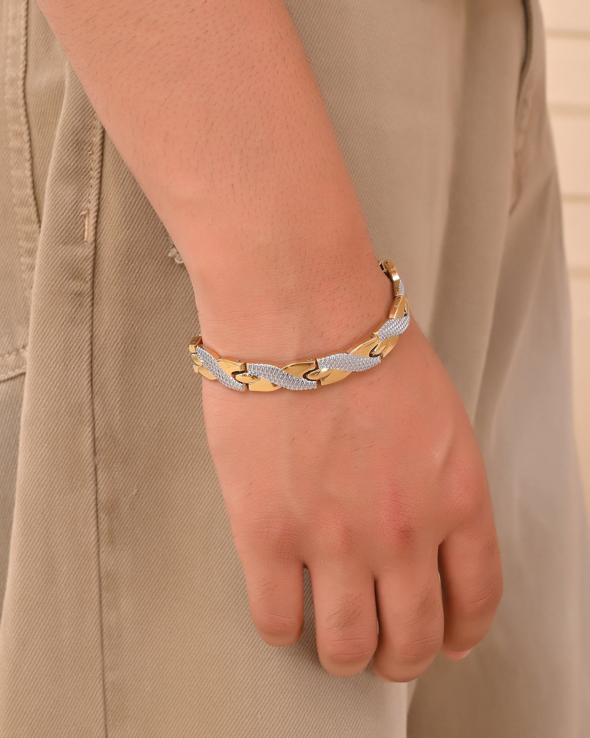 VOJ Double Ton Titanium Energy Health Bracelets For Men VOJ (Valley Of Jewellery)