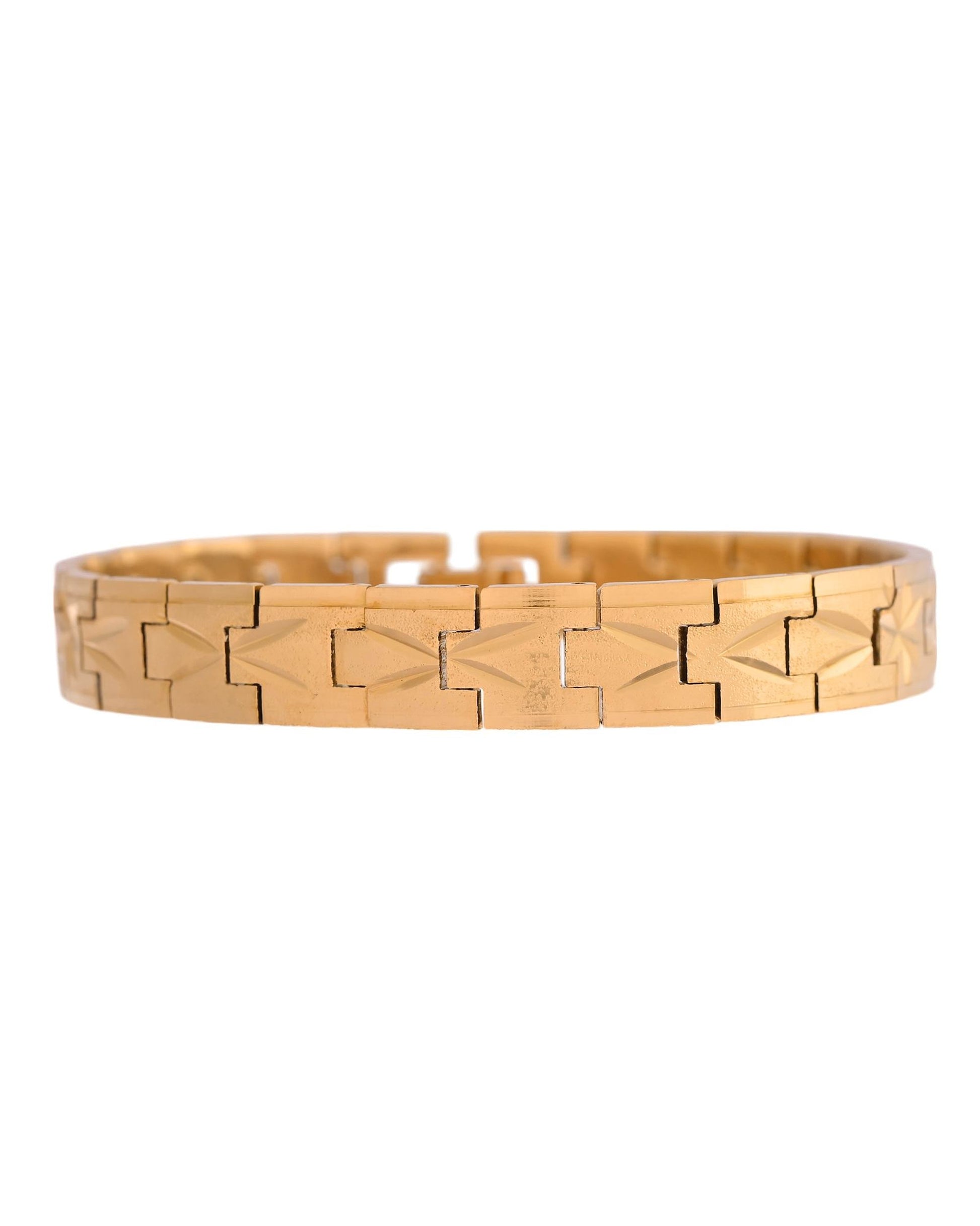VOJ Gold Polished Textured Men's Bracelet VOJ (Valley Of Jewellery)