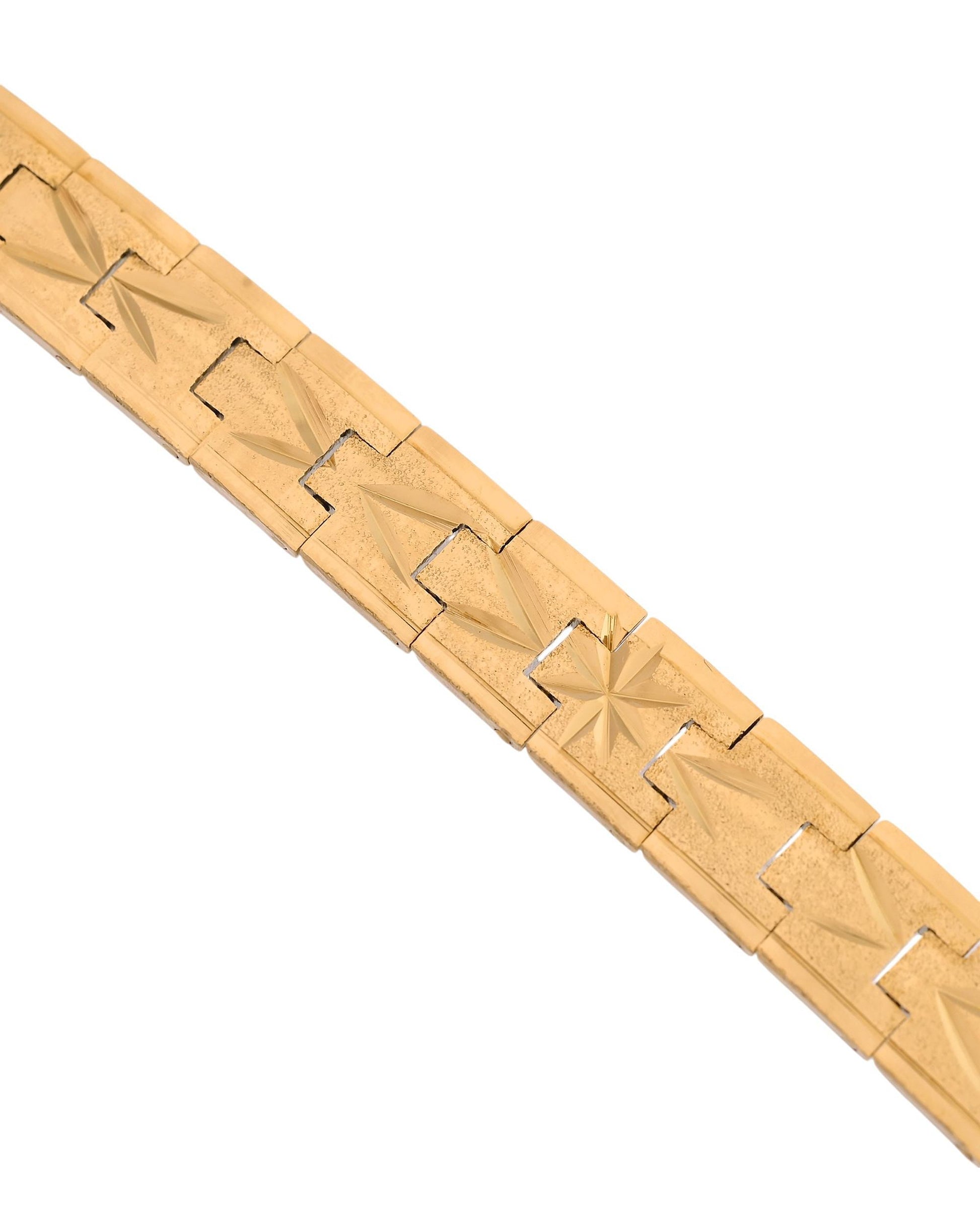 VOJ Gold Polished Textured Men's Bracelet VOJ (Valley Of Jewellery)