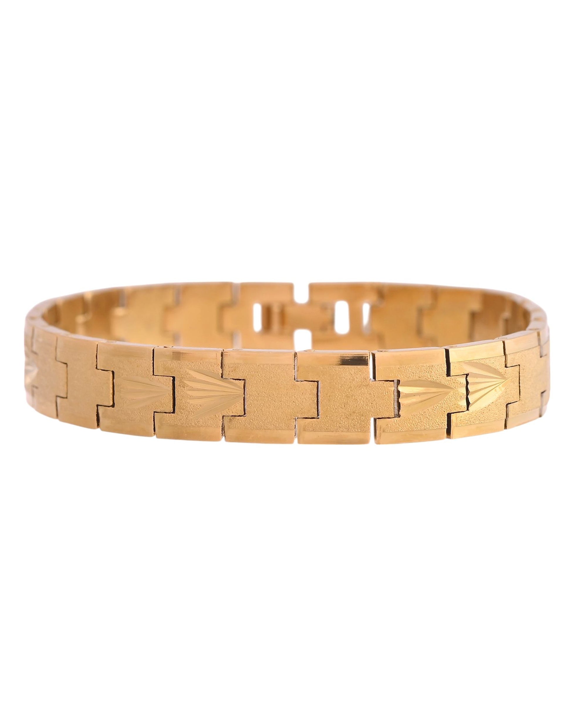 VOJ Textured Gold Polished Men's Bracelet VOJ (Valley Of Jewellery)