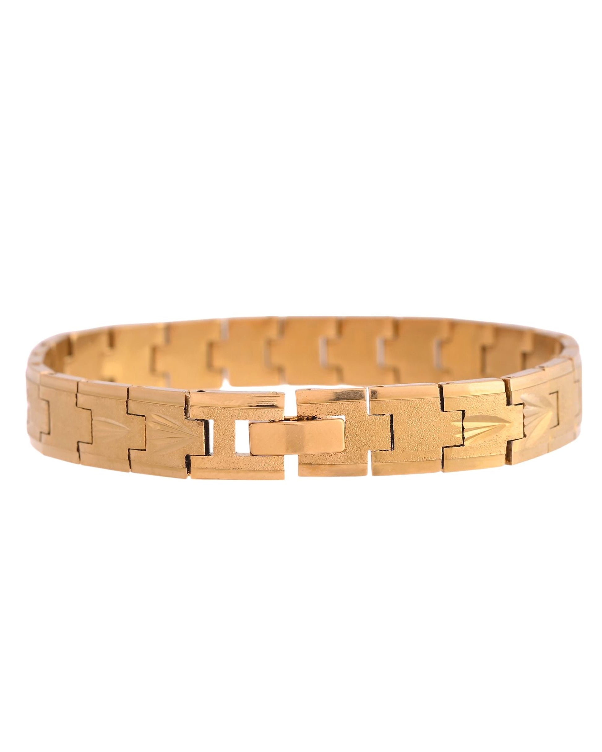 VOJ Textured Gold Polished Men's Bracelet VOJ (Valley Of Jewellery)