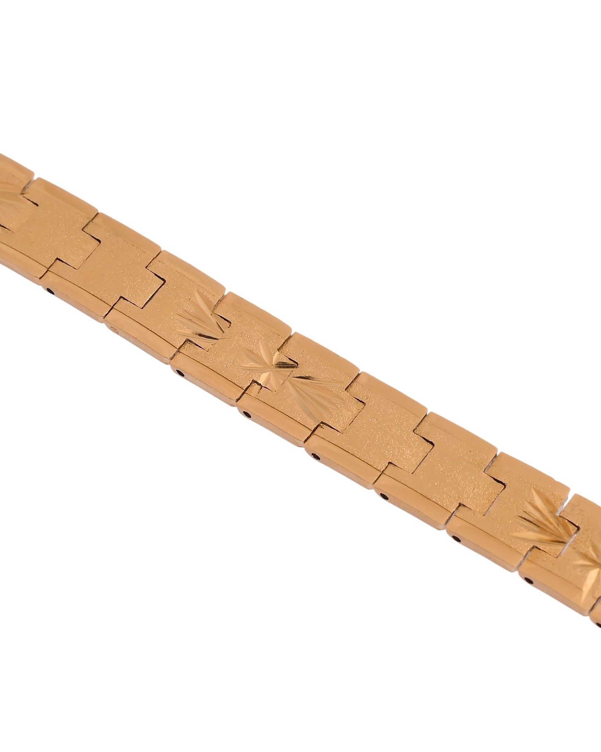 VOJ Stainless Steel Men's Gold Polished Textured Bracelet VOJ (Valley Of Jewellery)