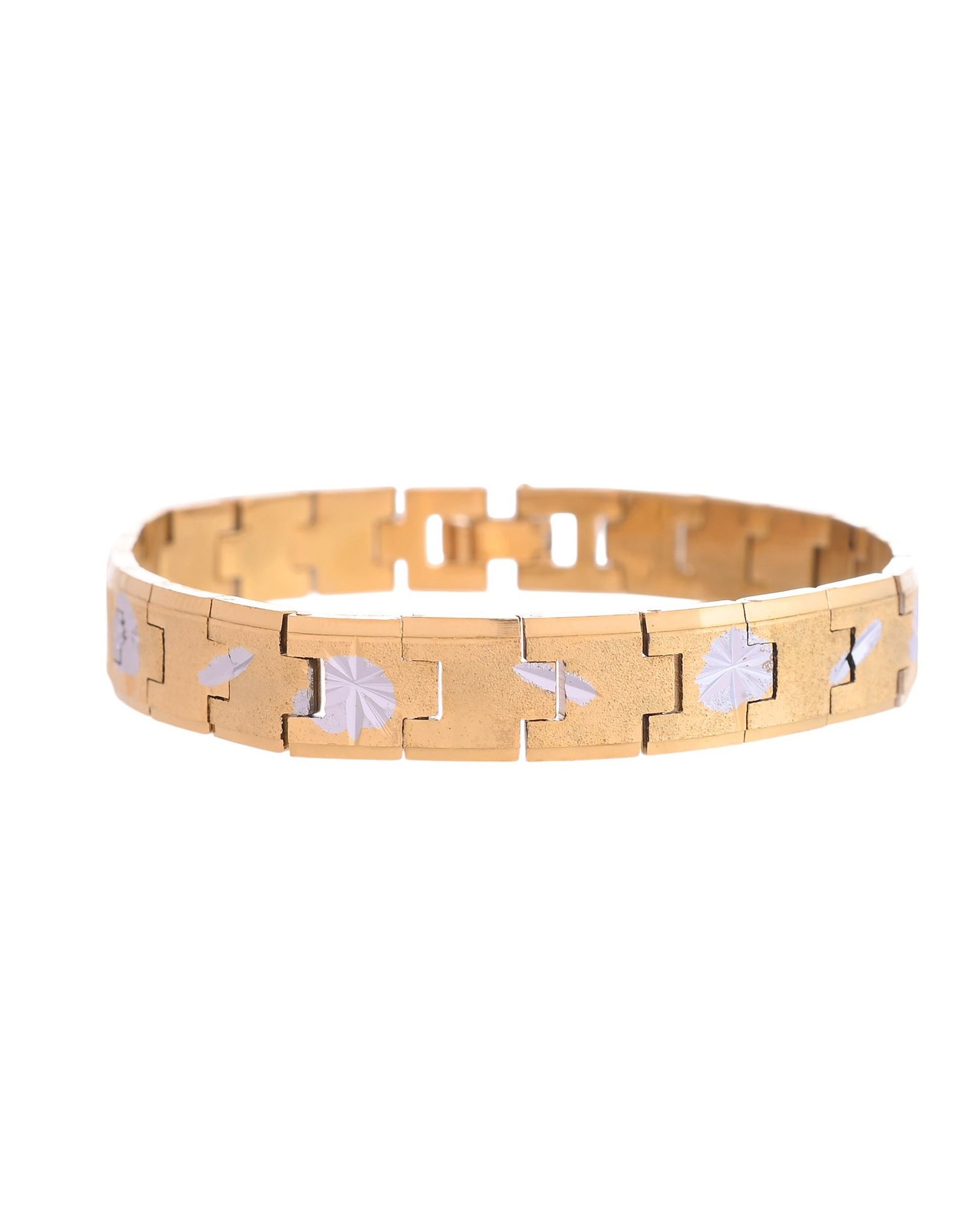 VOJ Gold And Silver Polished Textured Bracelet For Men VOJ (Valley Of Jewellery)