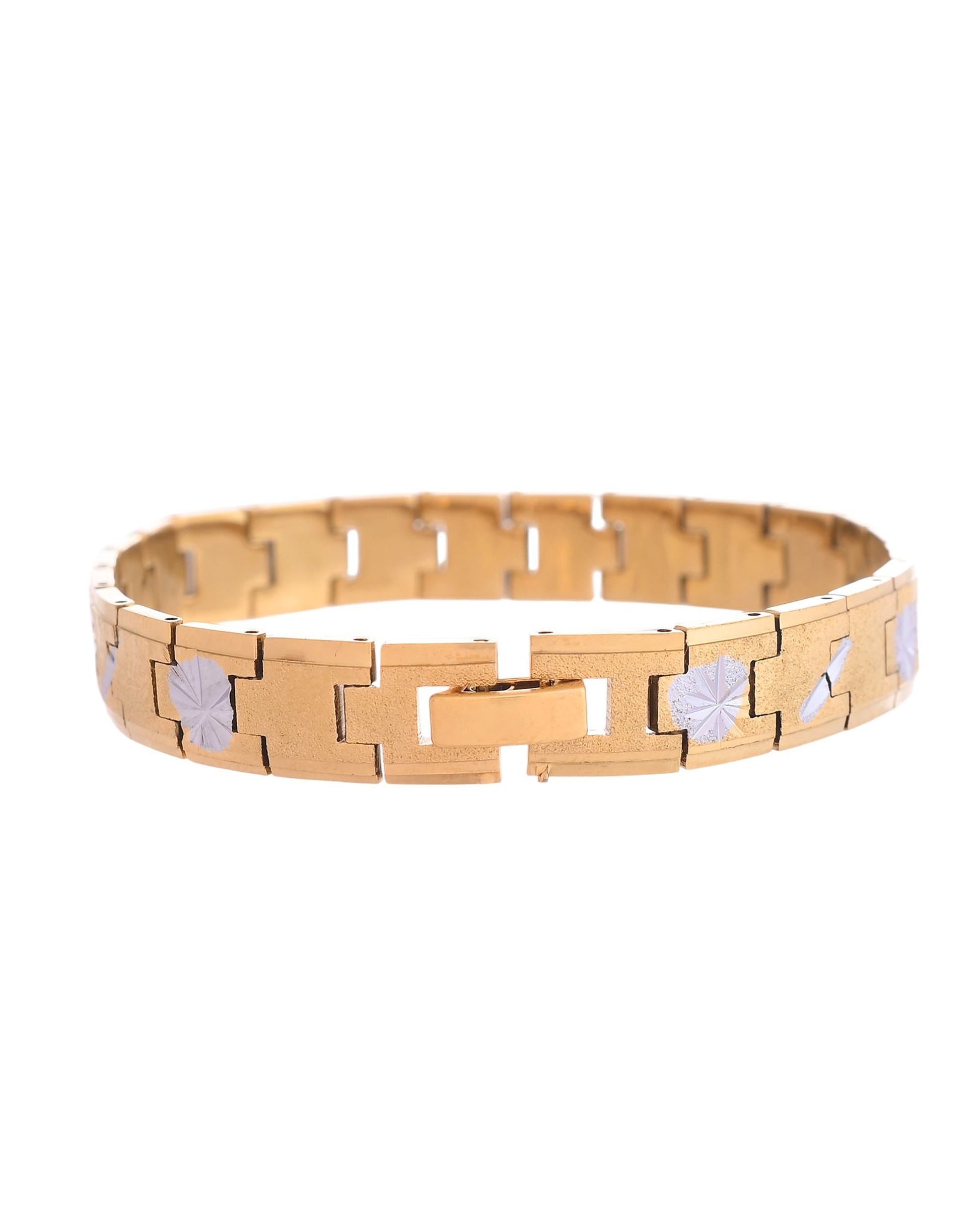 VOJ Gold And Silver Polished Textured Bracelet For Men VOJ (Valley Of Jewellery)