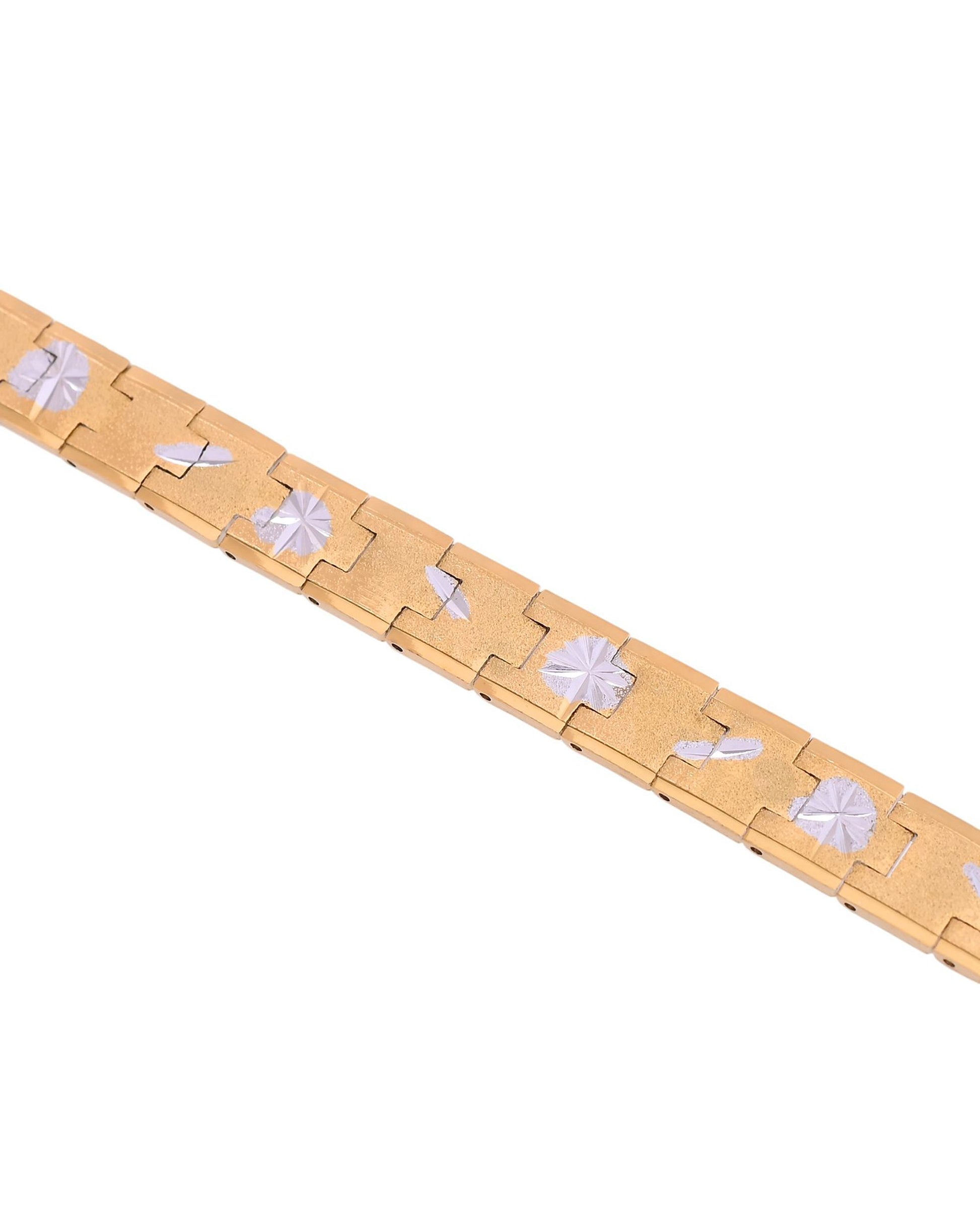 VOJ Gold And Silver Polished Textured Bracelet For Men VOJ (Valley Of Jewellery)