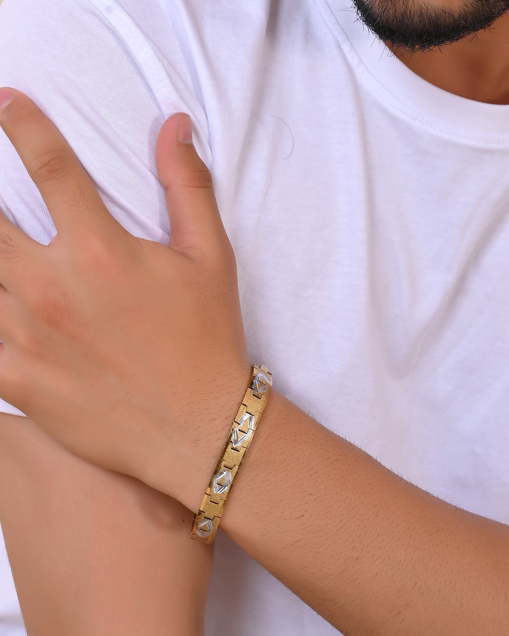 VOJ Dual Plated Textured Men’s Bracelet VOJ (Valley Of Jewellery)