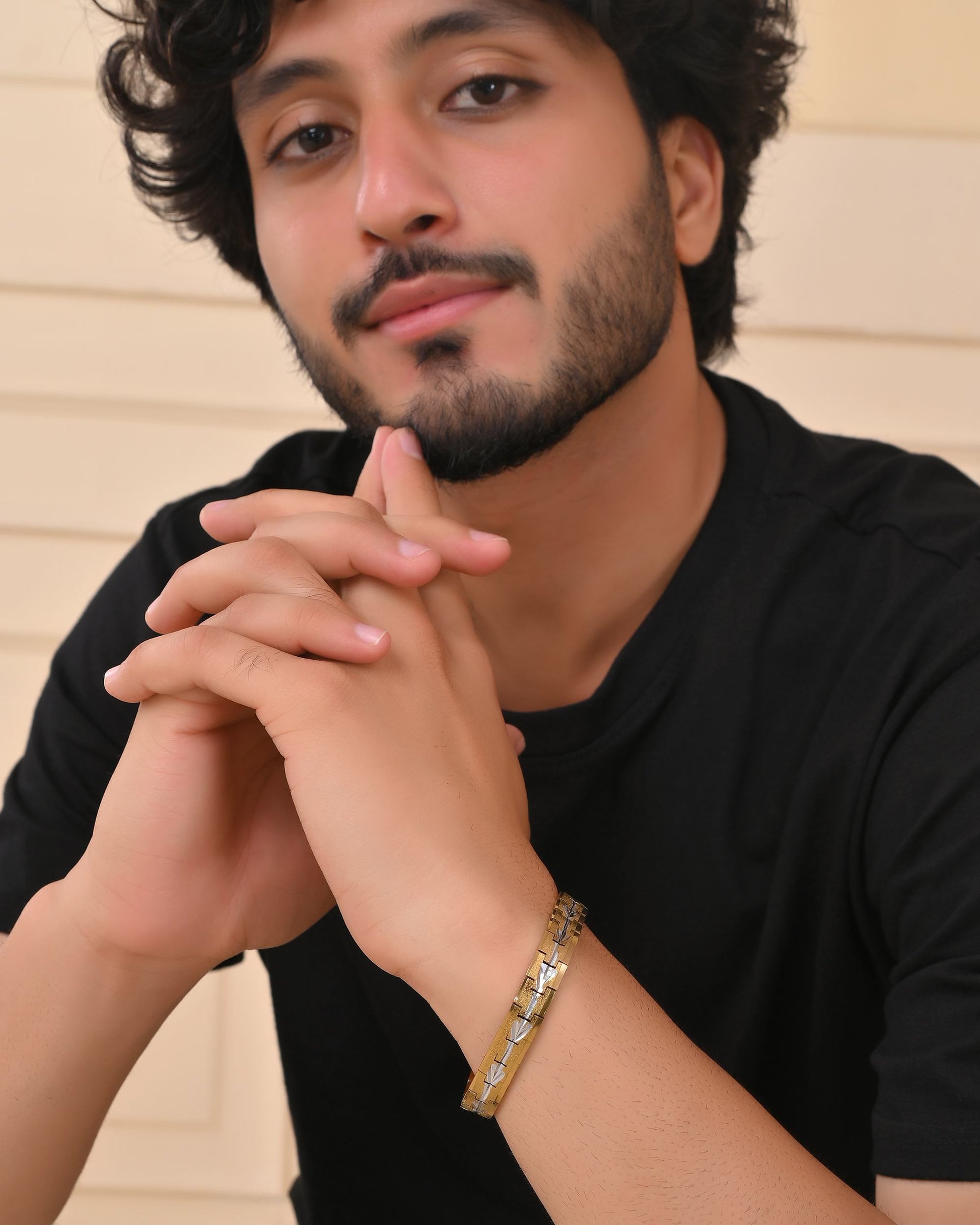 VOJ Textured Double Toned Men's Bracelet VOJ (Valley Of Jewellery)