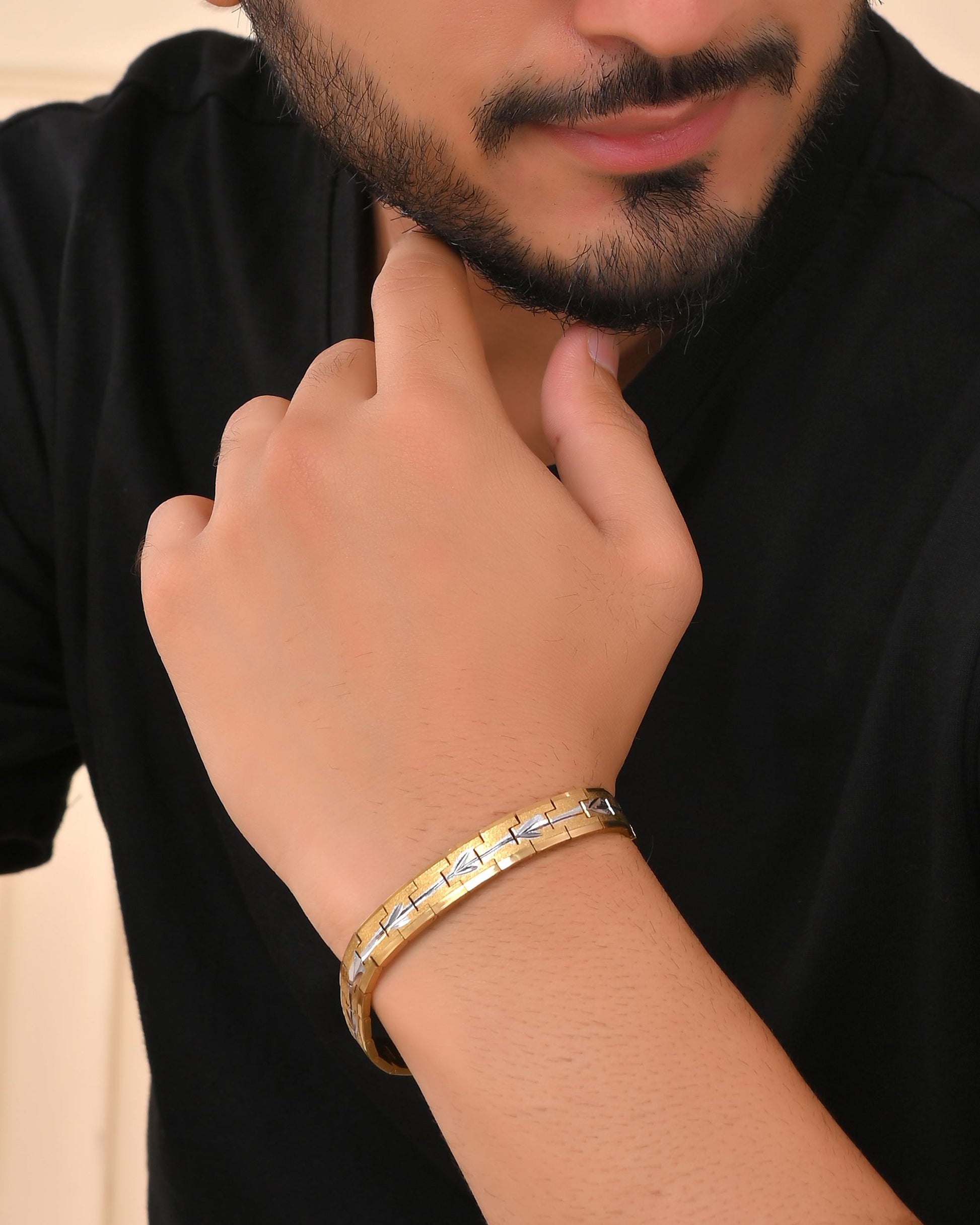 VOJ Textured Double Toned Men's Bracelet VOJ (Valley Of Jewellery)