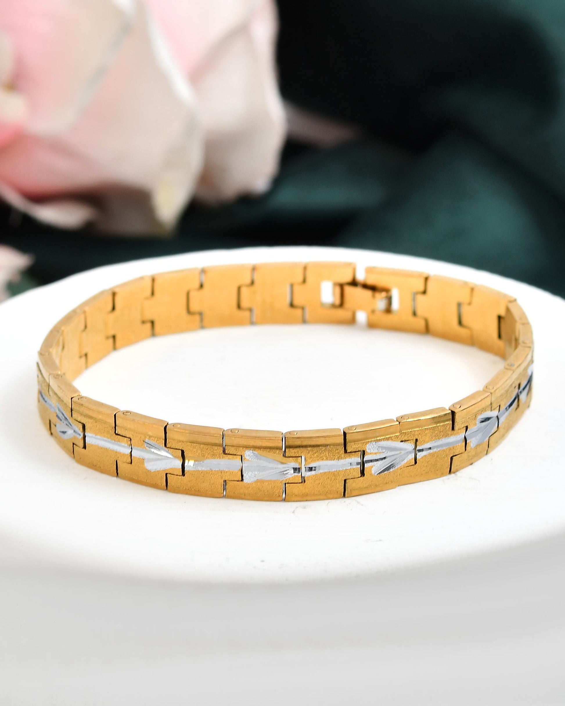 VOJ Textured Double Toned Men's Bracelet VOJ (Valley Of Jewellery)