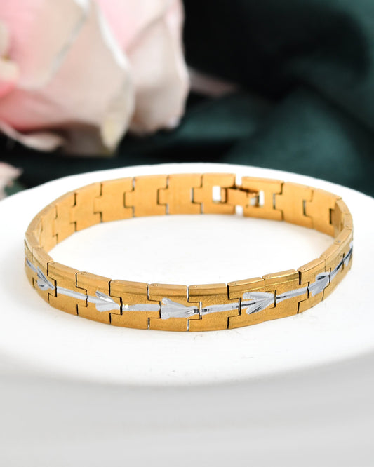 VOJ Textured Double Toned Men's Bracelet VOJ (Valley Of Jewellery)