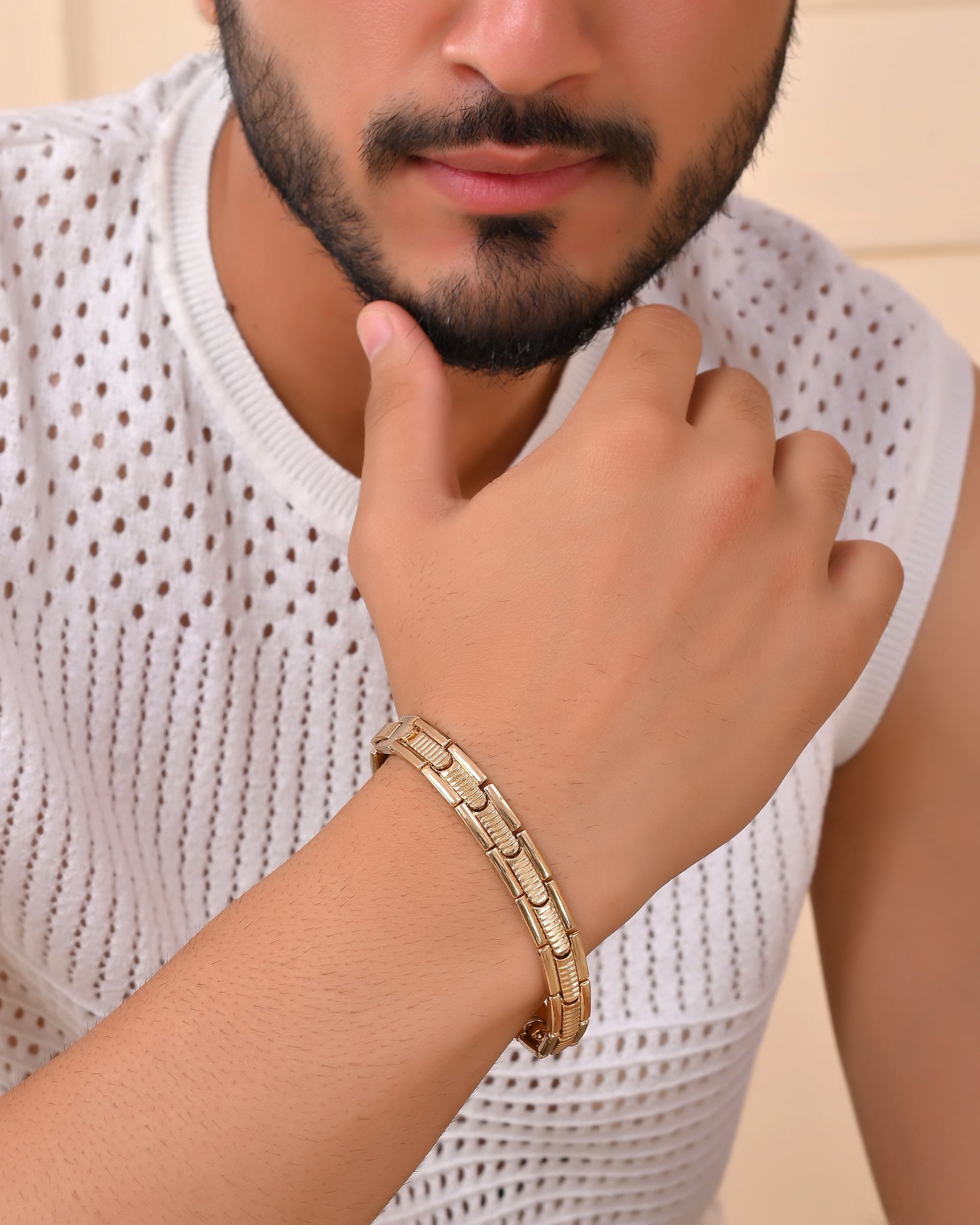 VOJ Stainless Steel Adjustable Titanium Magnetic Bracelets For Men VOJ (Valley Of Jewellery)