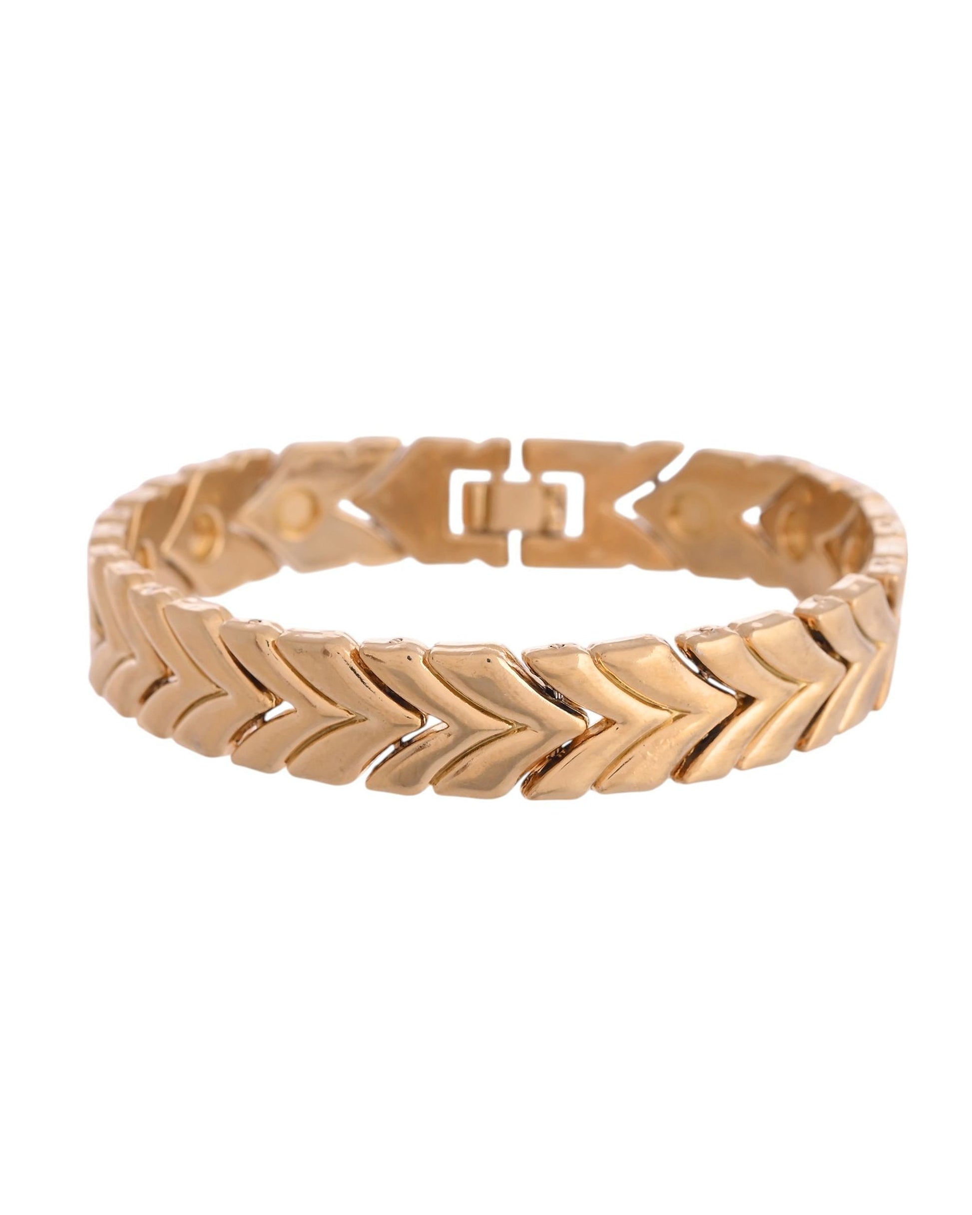 VOJ Gold Toned Magnetic Therapy Bracelet for Men VOJ (Valley Of Jewellery)