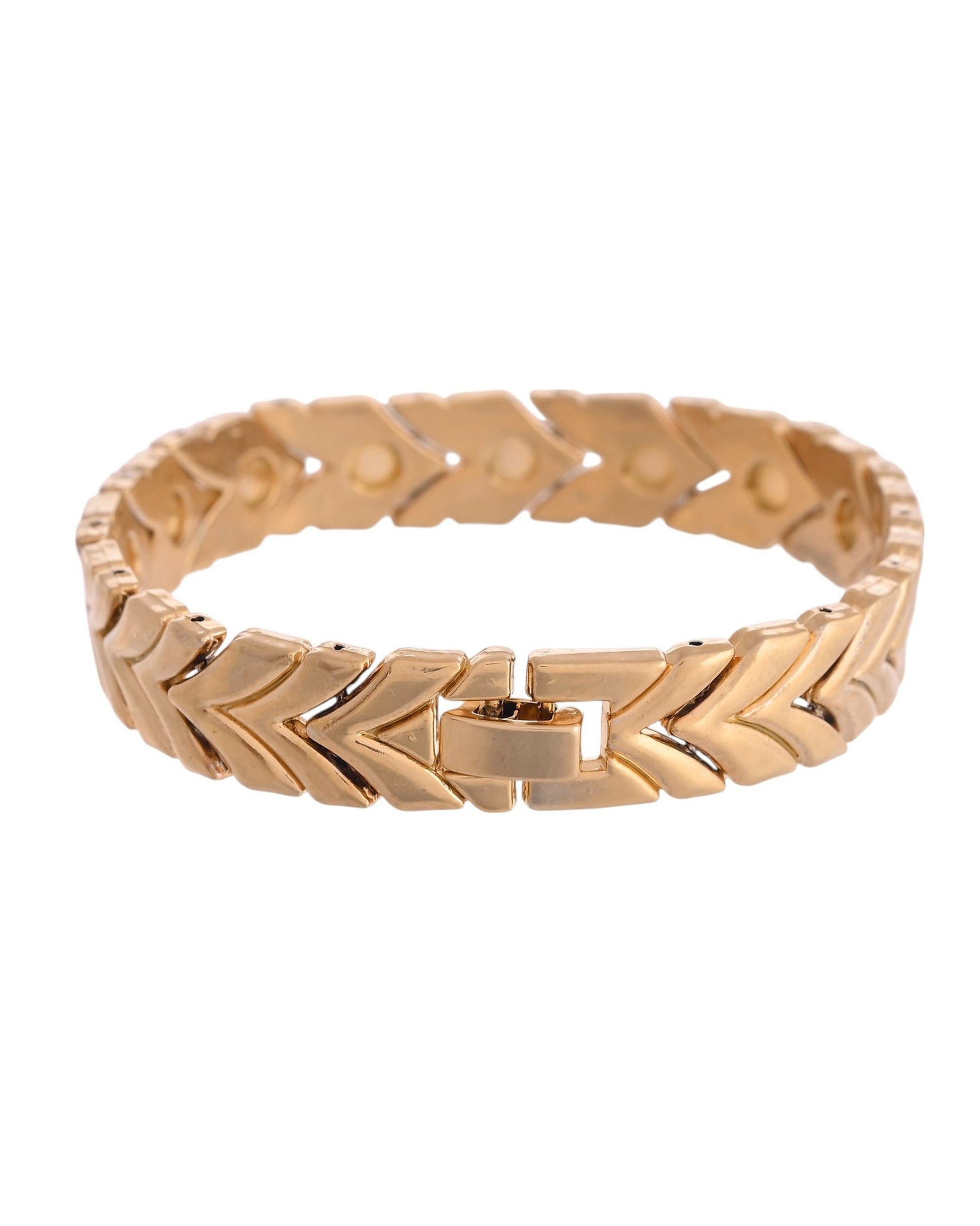 VOJ Gold Toned Magnetic Therapy Bracelet for Men VOJ (Valley Of Jewellery)