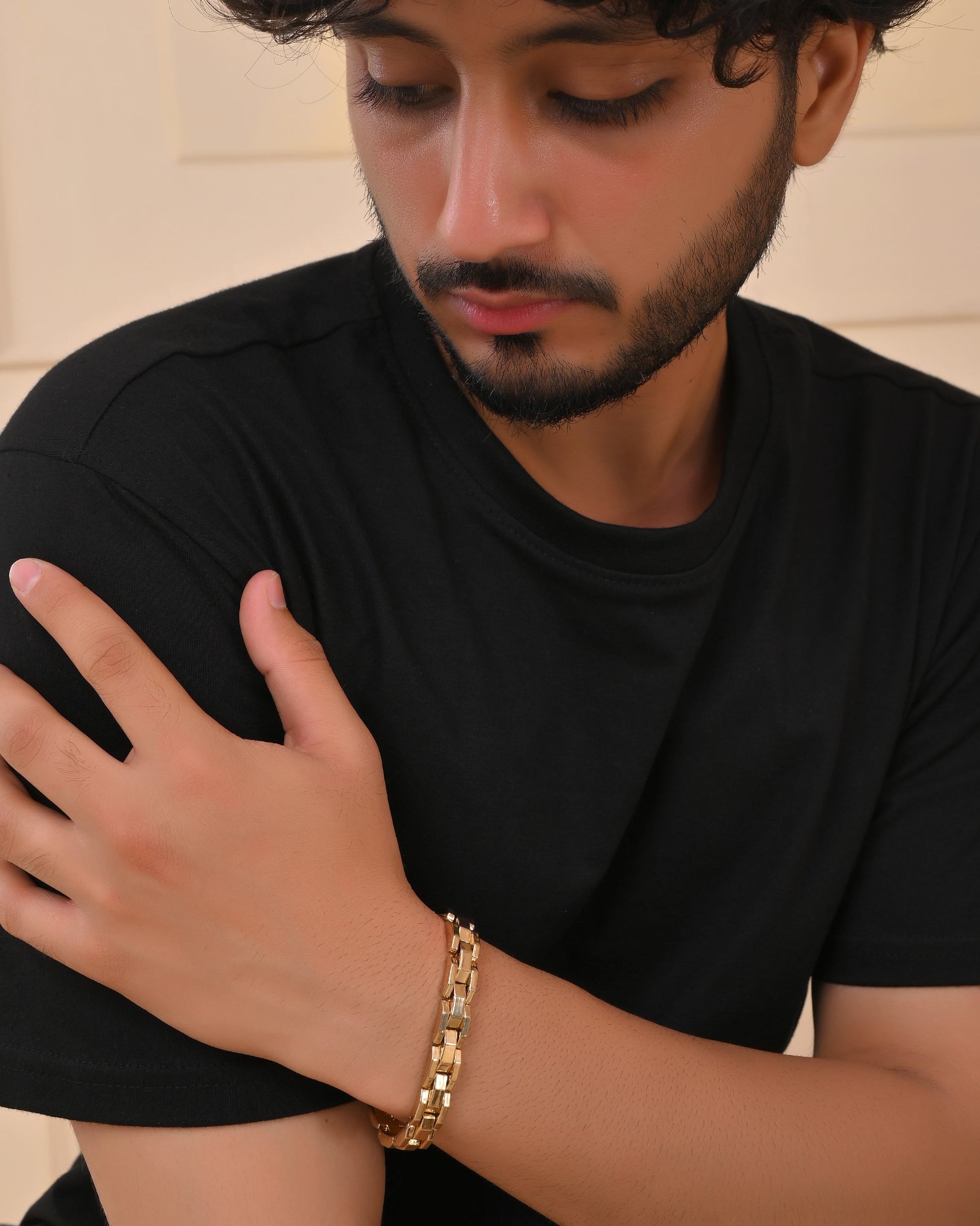 VOJ Golden Link Tungsten Magnetic Bracelet for Men VOJ (Valley Of Jewellery)