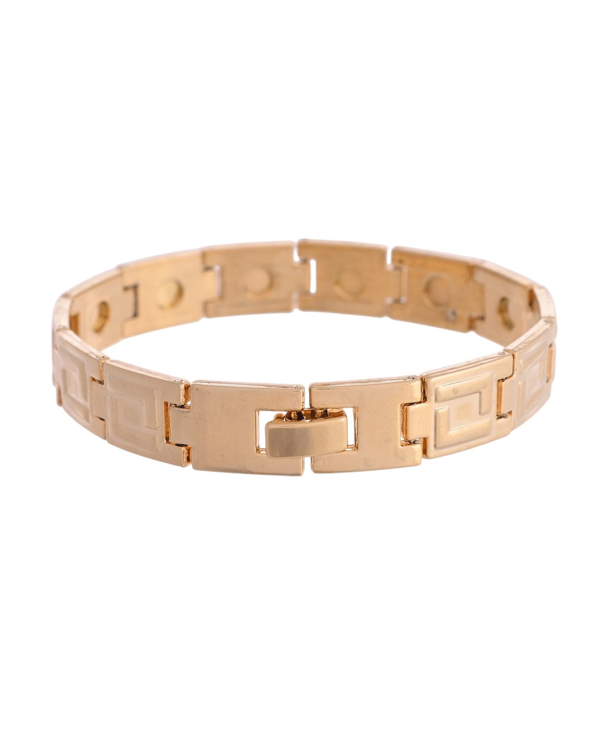 VOJ Men's Gold Polished Stainless Steel Link Bracelet VOJ (Valley Of Jewellery)