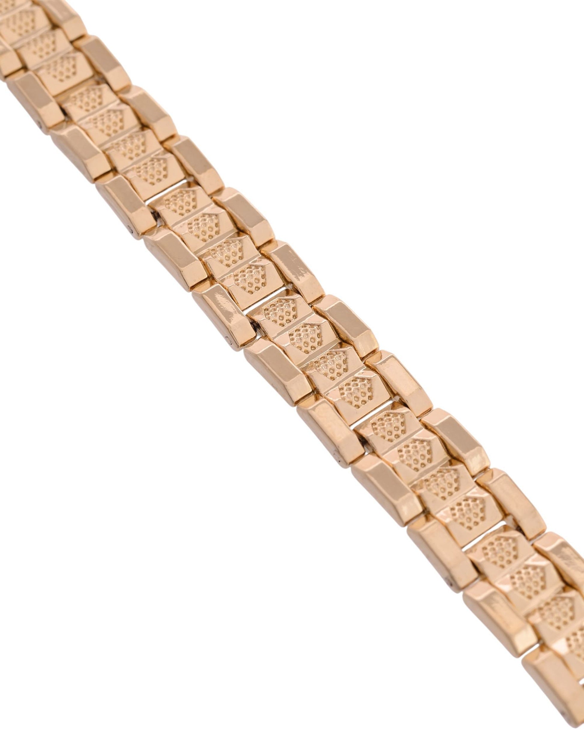 VOJ Men's Gold-Toned Textured Tungsten Steel Magnetic Bracelet VOJ (Valley Of Jewellery)