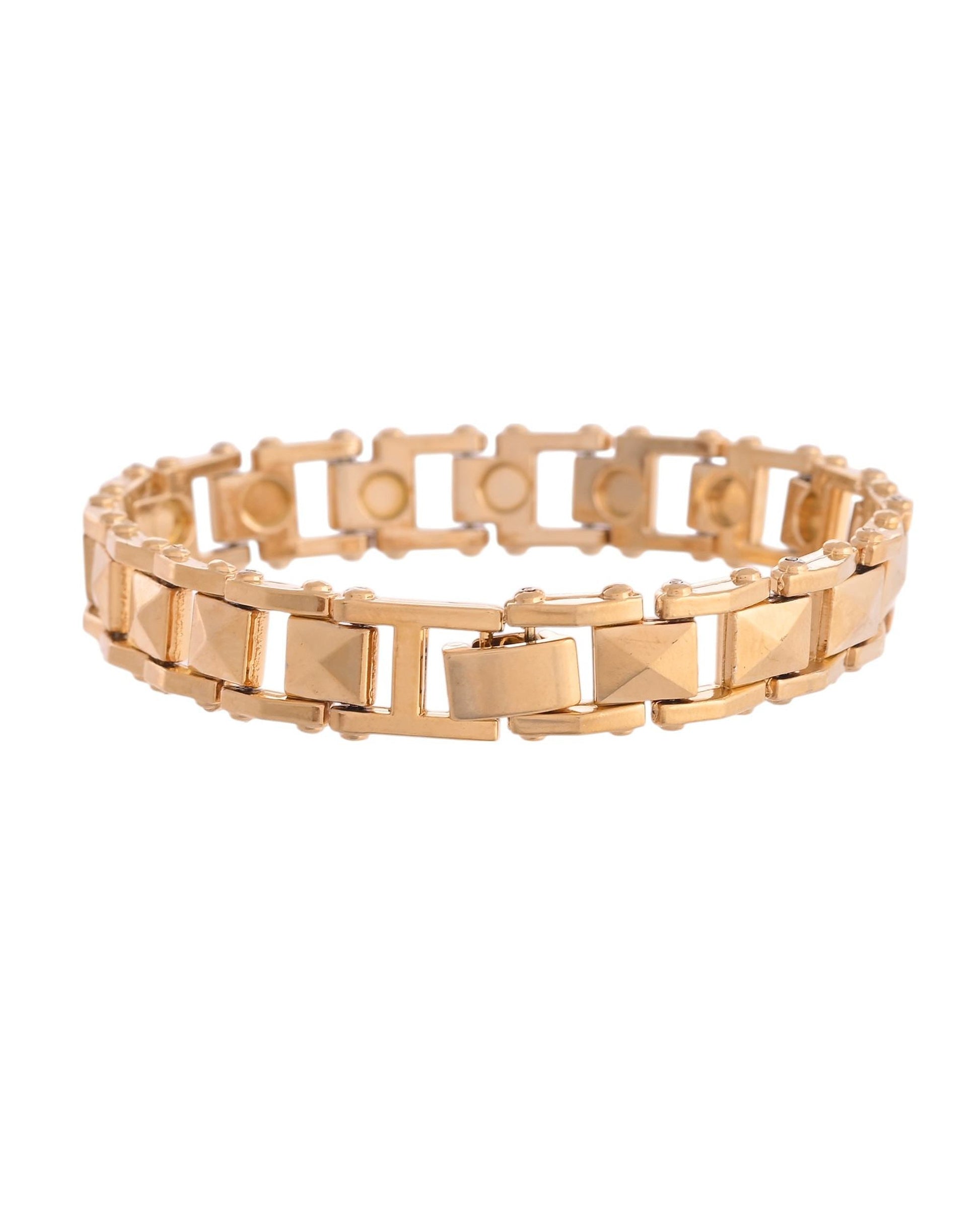 VOJ Geometric Design Gold Polished Bracelet VOJ (Valley Of Jewellery)