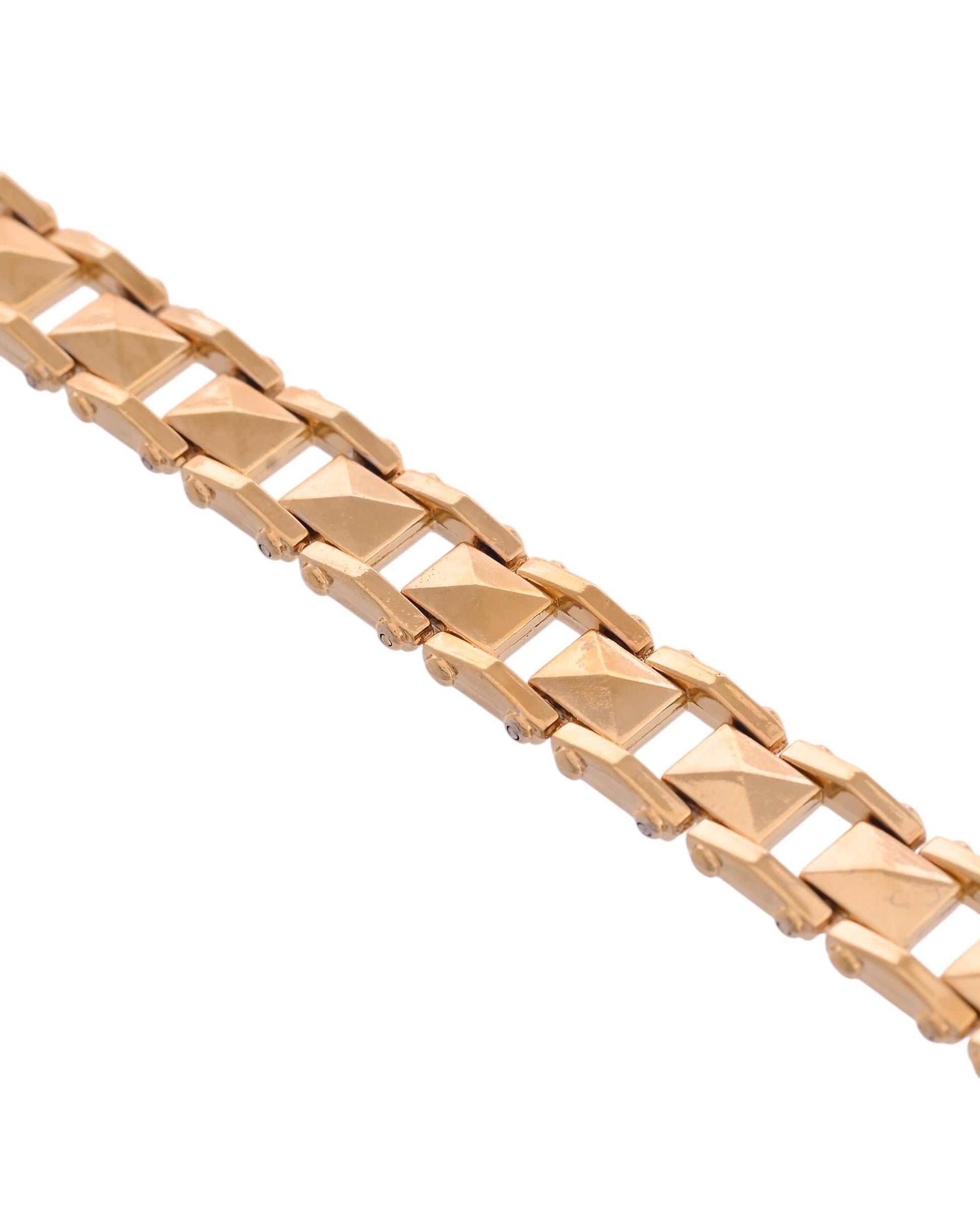 VOJ Geometric Design Gold Polished Bracelet VOJ (Valley Of Jewellery)