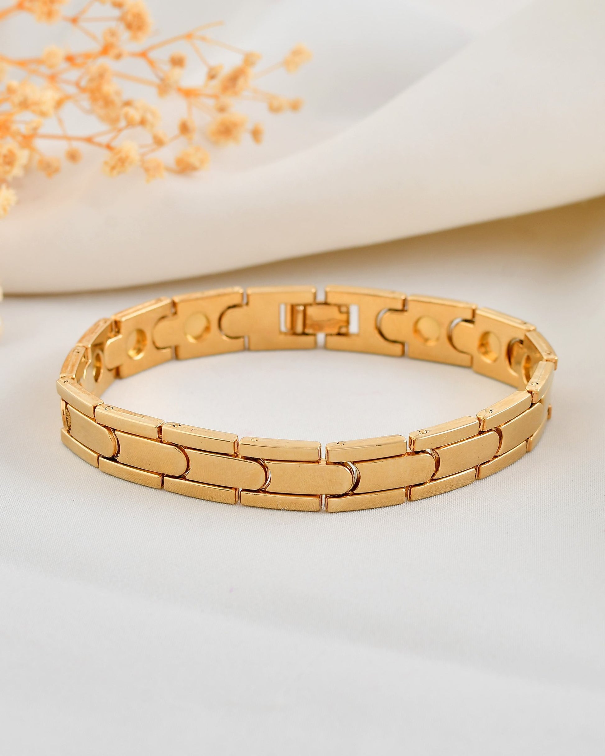 VOJ Classic Gold-Toned Stainless Steel Power Element Bracelet VOJ (Valley Of Jewellery)