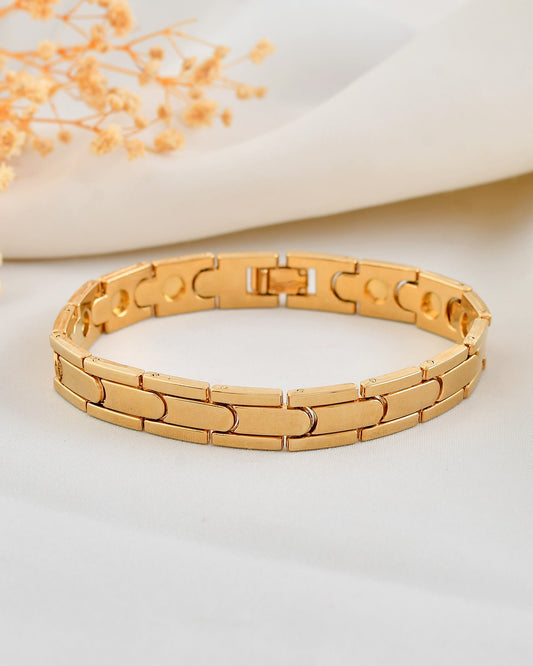 VOJ Classic Gold-Toned Stainless Steel Power Element Bracelet VOJ (Valley Of Jewellery)