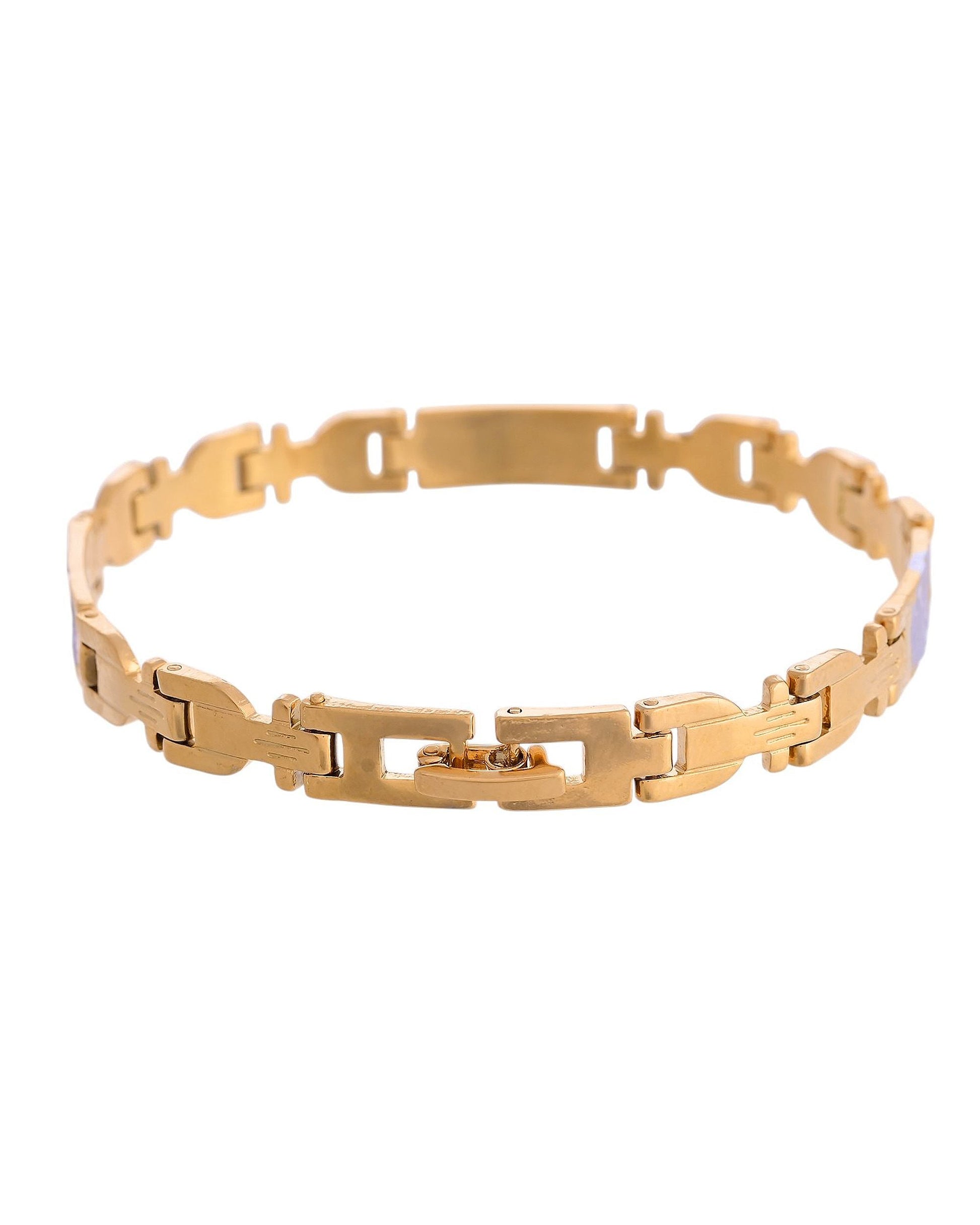VOJ Men's Elegant Two-Tone Gold & Silver Link Bracelet VOJ (Valley Of Jewellery)
