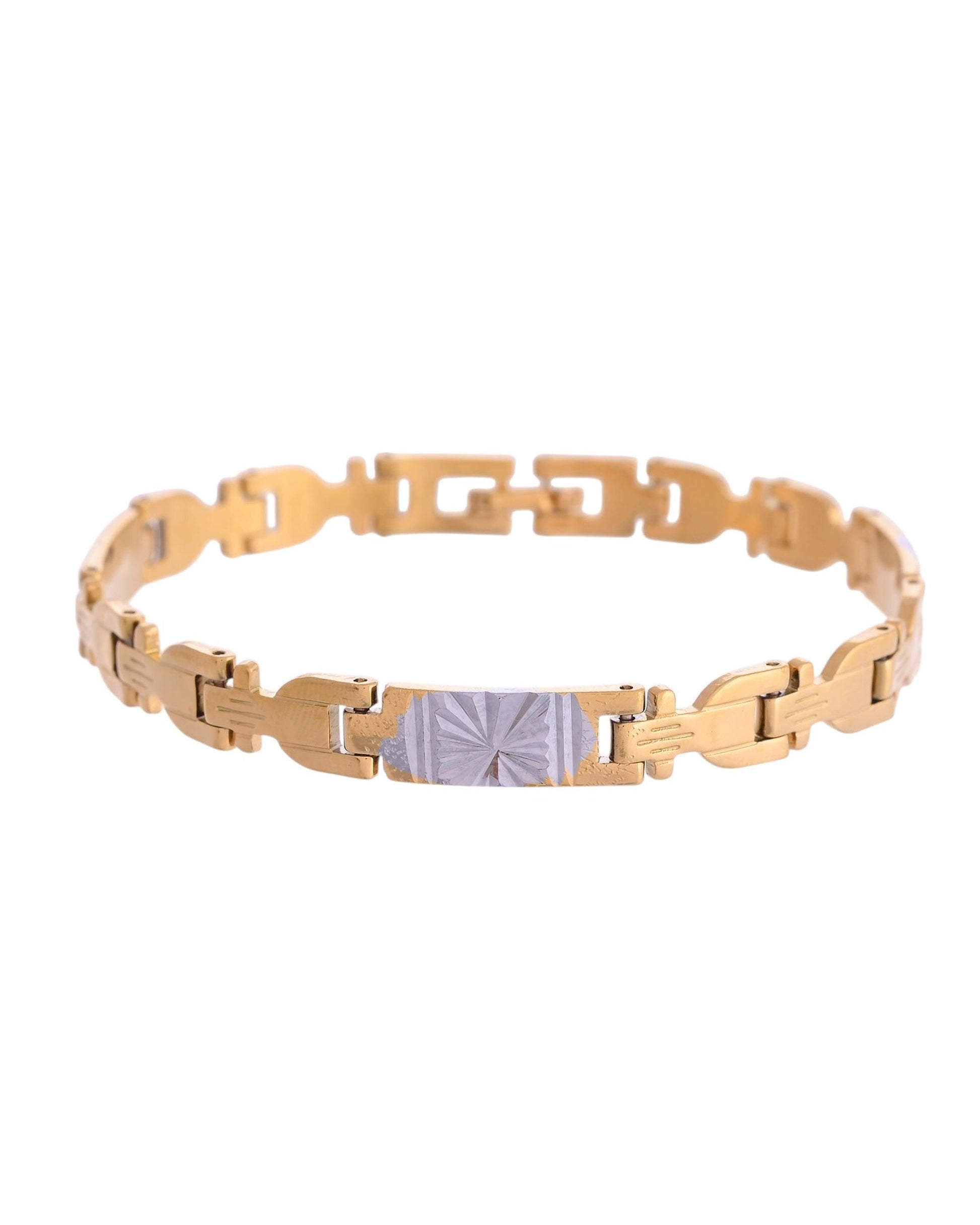 VOJ Men's Elegant Two-Tone Gold & Silver Link Bracelet VOJ (Valley Of Jewellery)