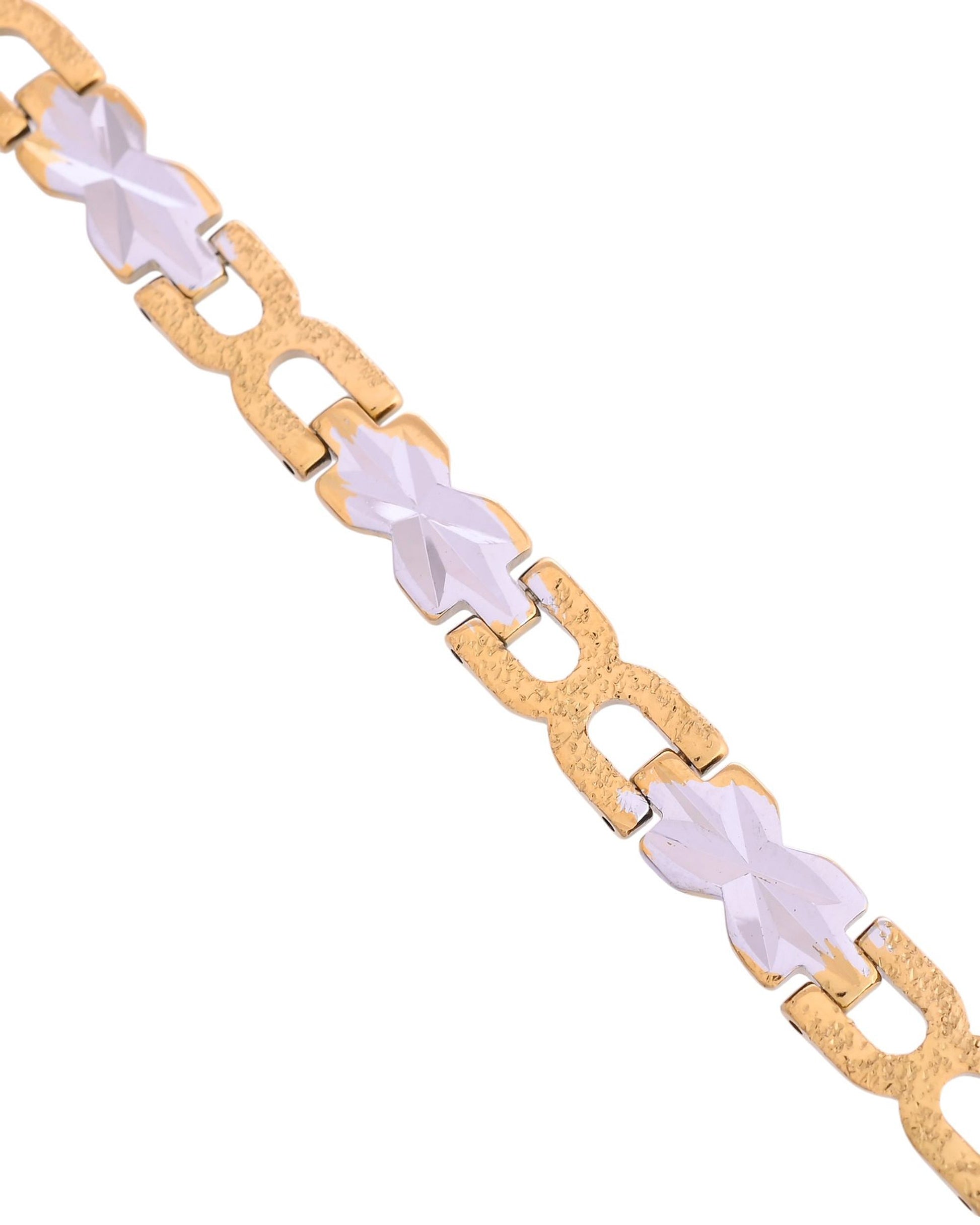 VOJ Men Gold Polished & Silver-Toned Exquisite Alloy Link Bracelet VOJ (Valley Of Jewellery)