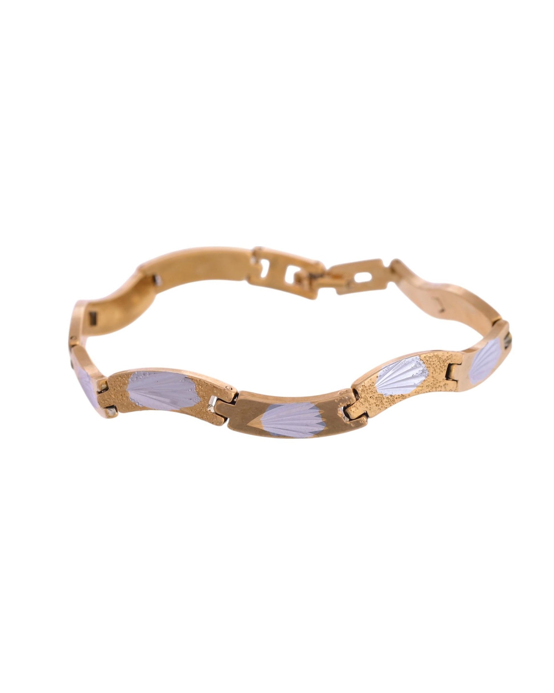 VOJ Men Gold Polished & Silver-Toned Exquisite Waved Linked Bracelet VOJ (Valley Of Jewellery)