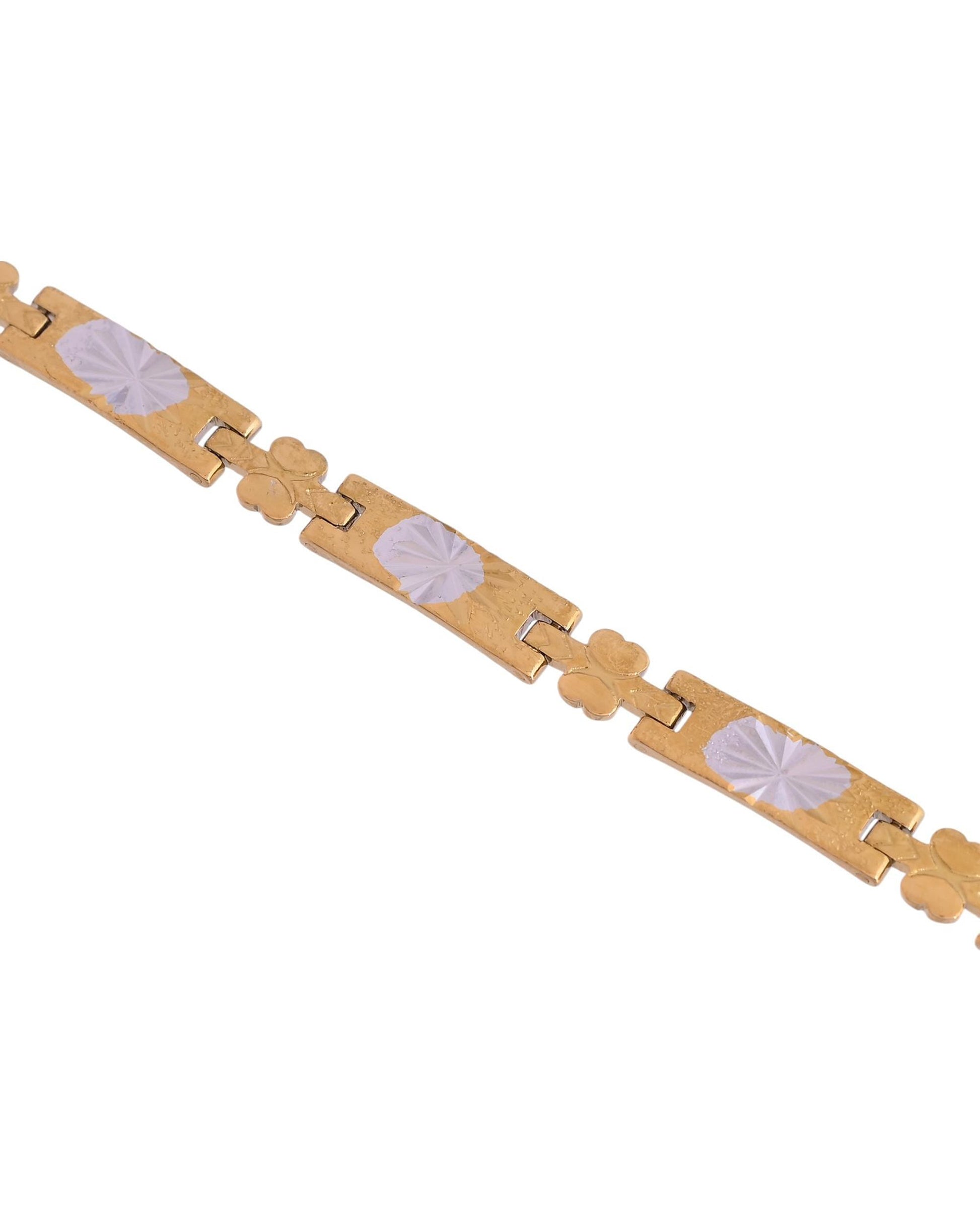 VOJ Men's Double Toned Stainless Steel Textural Linked Bracelet VOJ (Valley Of Jewellery)