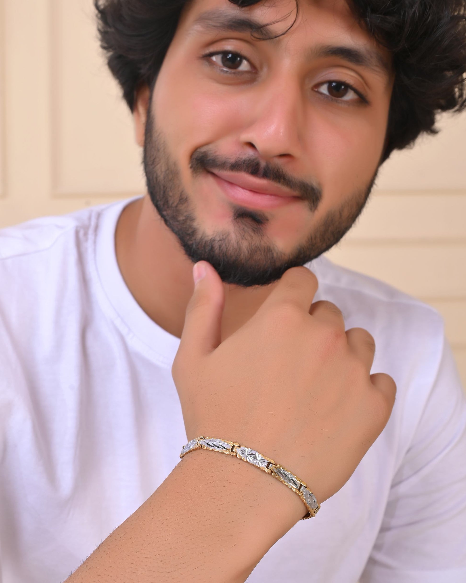 VOJ Men's Double Toned Textural Linked Bracelet VOJ (Valley Of Jewellery)