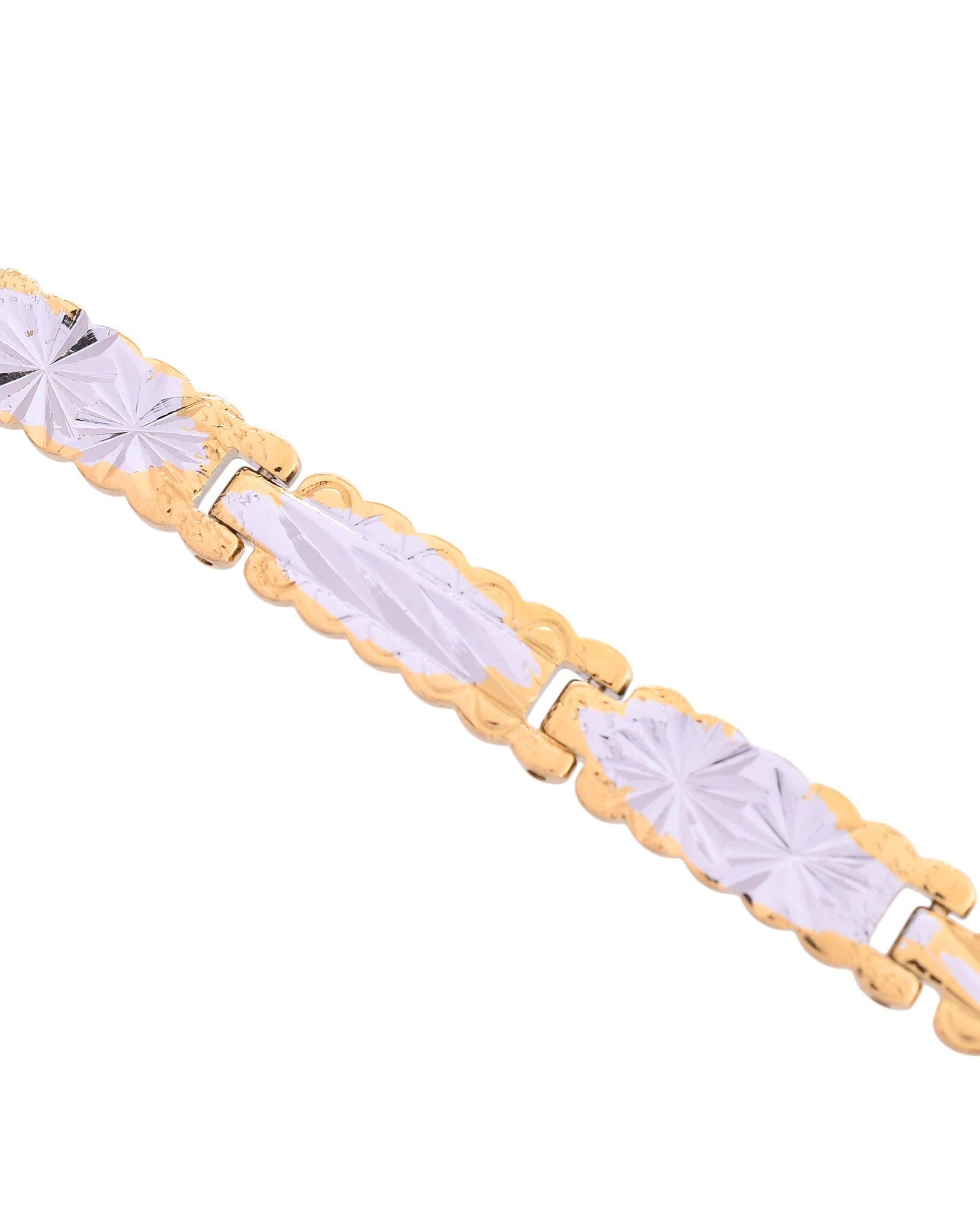 VOJ Men's Double Toned Textural Linked Bracelet VOJ (Valley Of Jewellery)