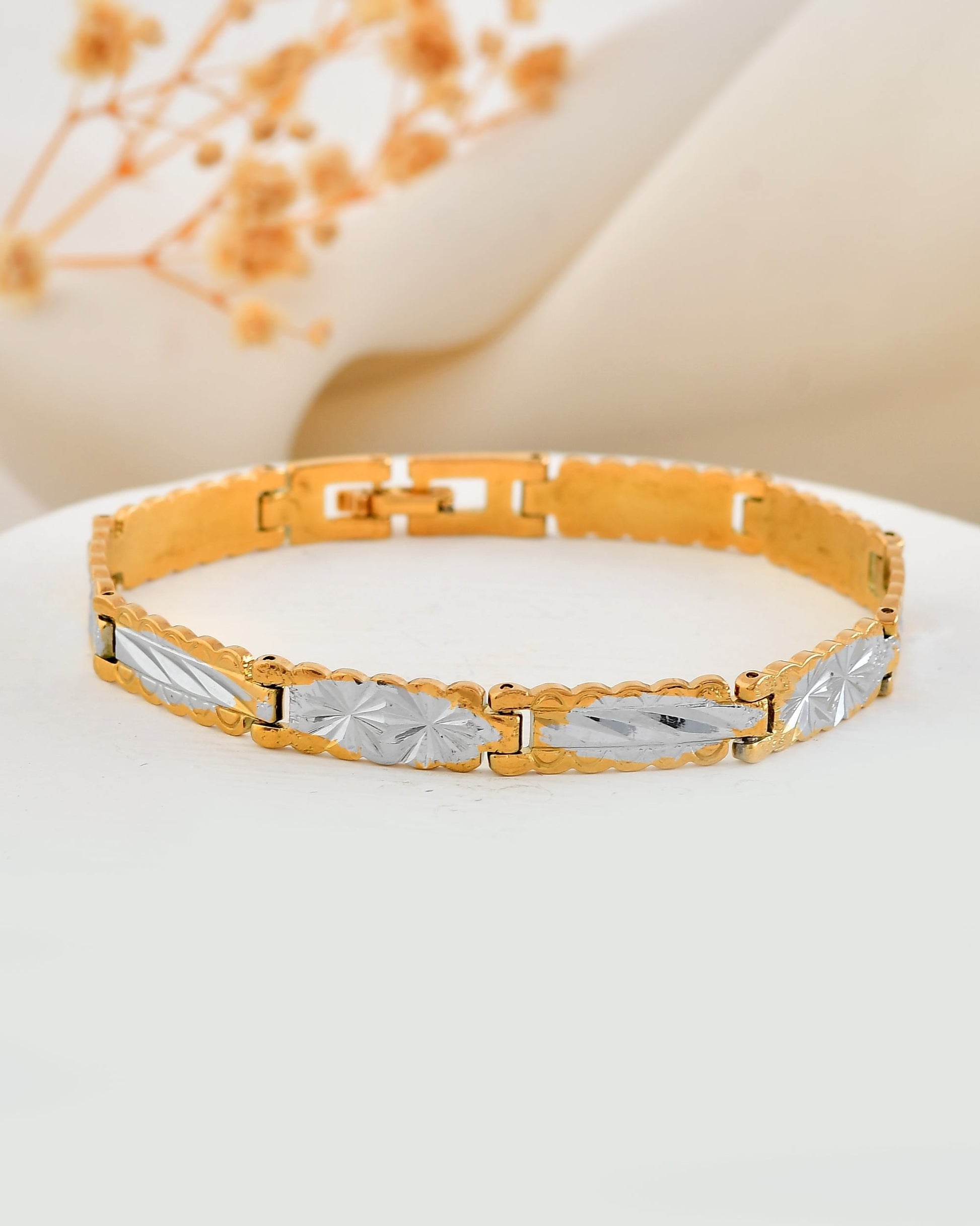 VOJ Men's Double Toned Textural Linked Bracelet VOJ (Valley Of Jewellery)